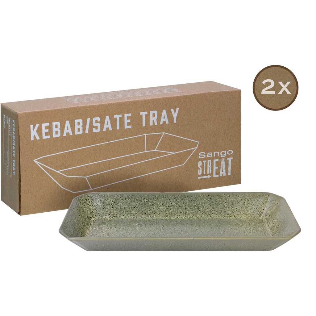 CreaTable Servierschale »Tray Kebab«, 2 tlg., aus Steinzeug, Snackschale, Topaktueller „Streat Food“ Trend