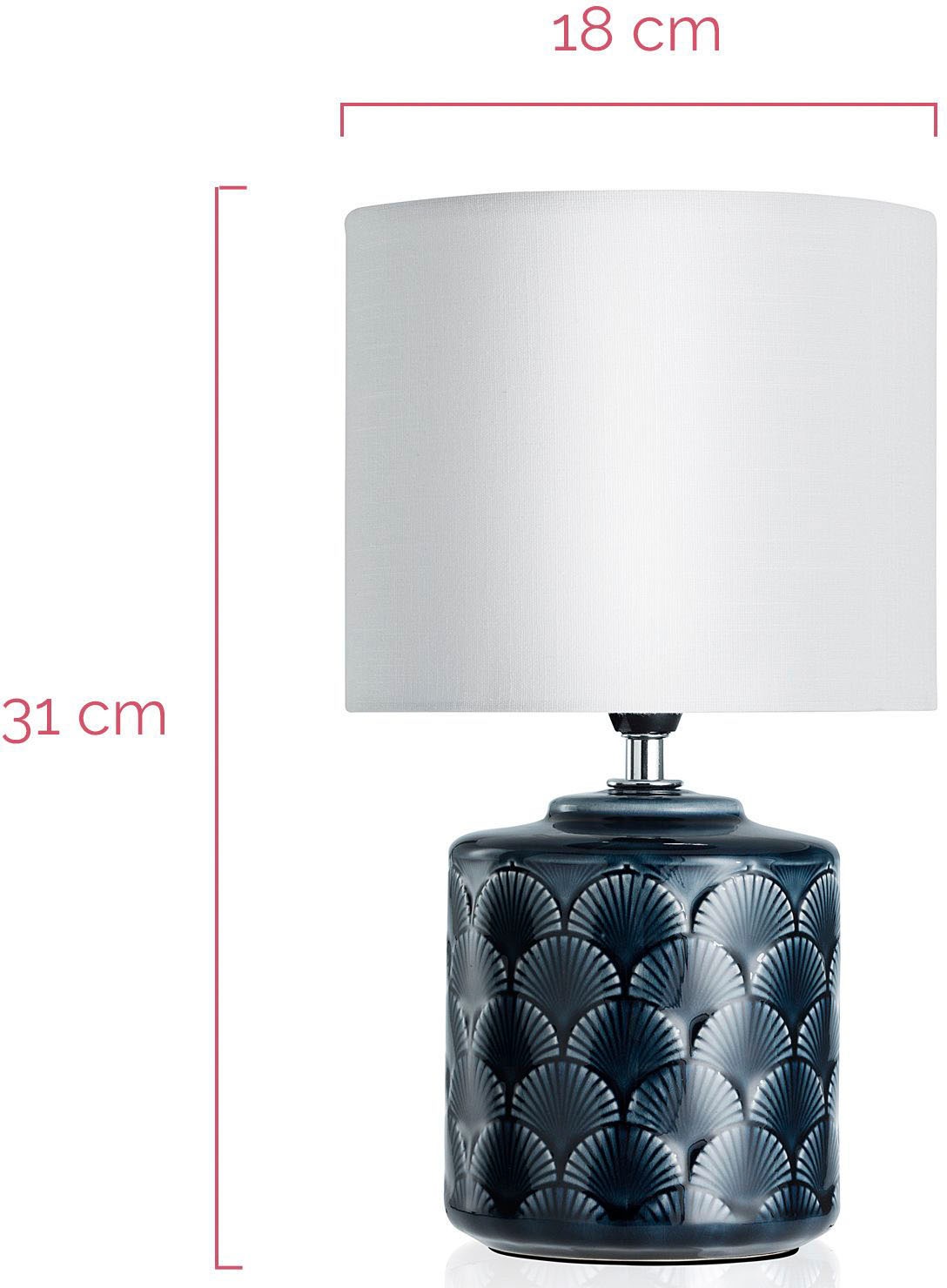Pauleen Tischleuchte »Glowing Midnight«, 1 flammig, Leuchtmittel E14 | ohne Leuchtmittel, E14, Stoffschirm, Blau, Weiß, Keramik