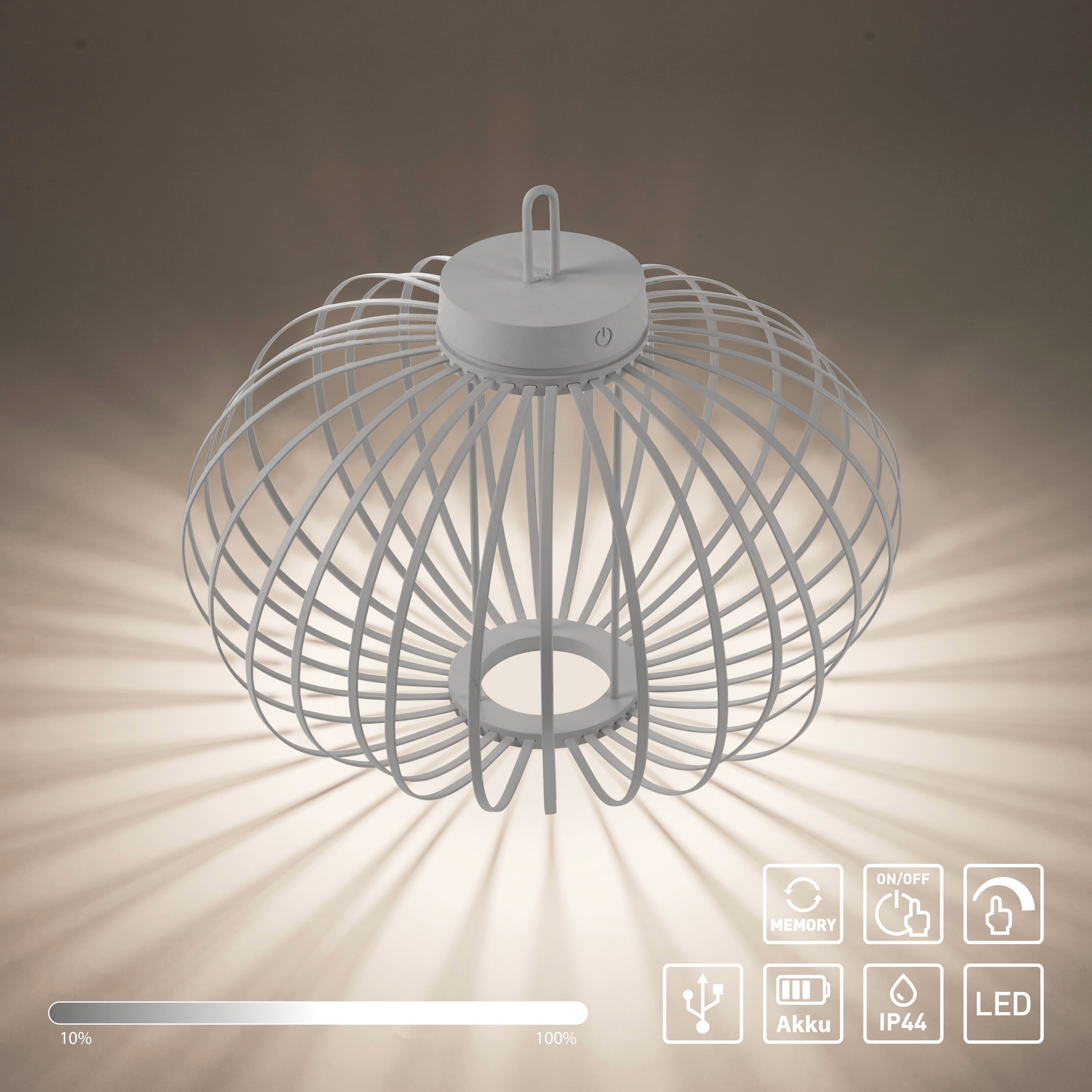 JUST LIGHT Pendelleuchte »AKUBA«, 1 flammig, Leuchtmittel LED-Modul | LED fest integriert, Akkuleuchte