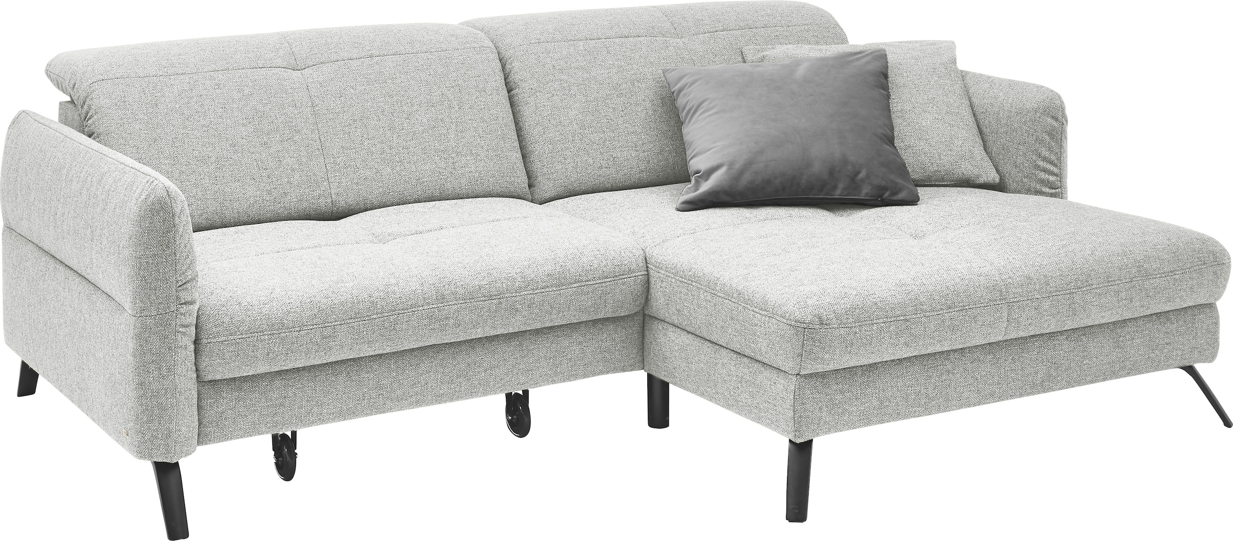 set one by Musterring Ecksofa »SO 4400 V« wahlweise mit motorischer Bettfunktion & Kopfverstellung, Fuß schwarz