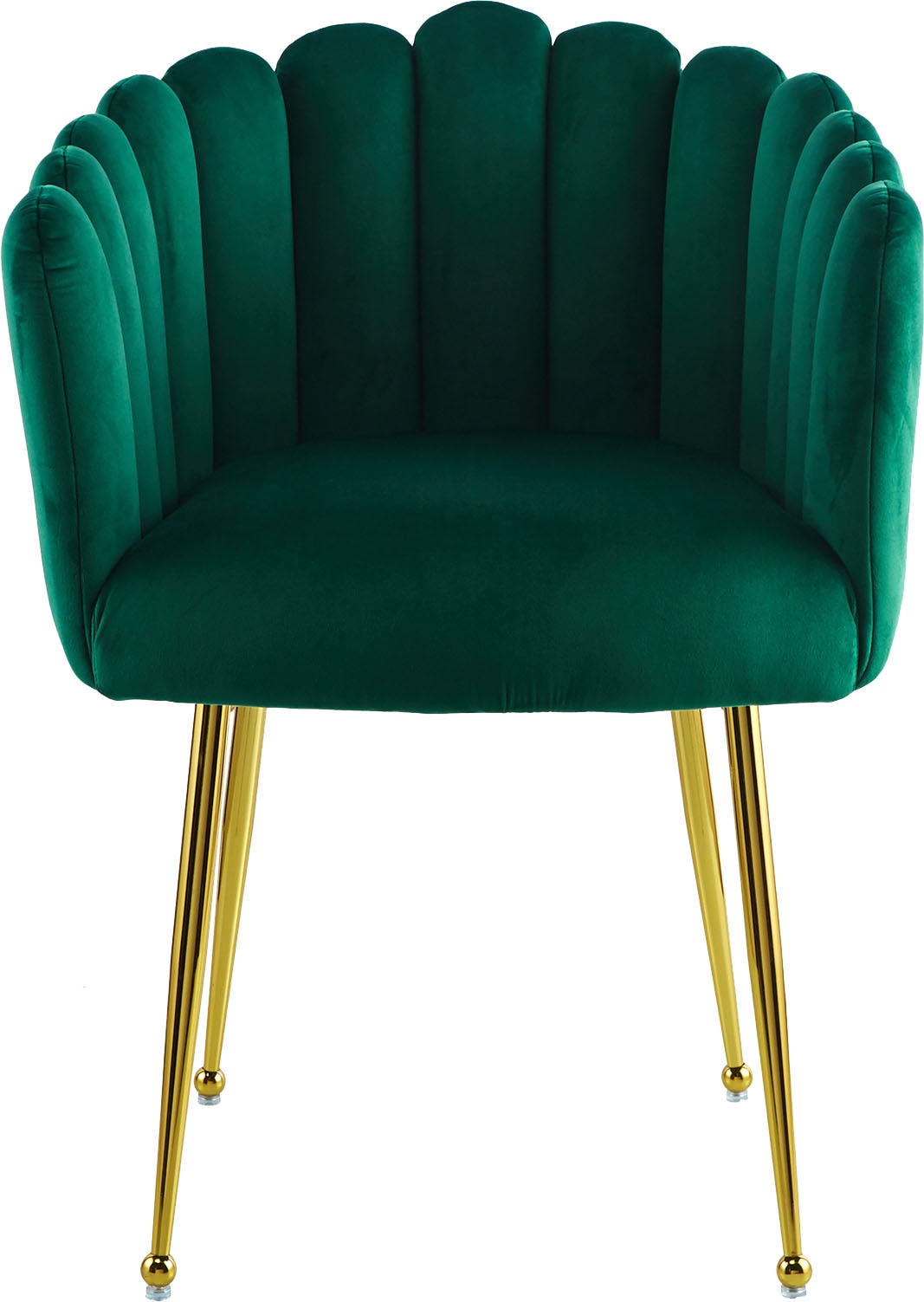 Kayoom Polsterstuhl »Stuhl Muna 125, TOPSELLER!ausgefallene Rücken-/Armlehne in Muschelform« () 1 Stk.ausgefallen geflochtene Rückenlehne, Samtbezug, goldene Beine