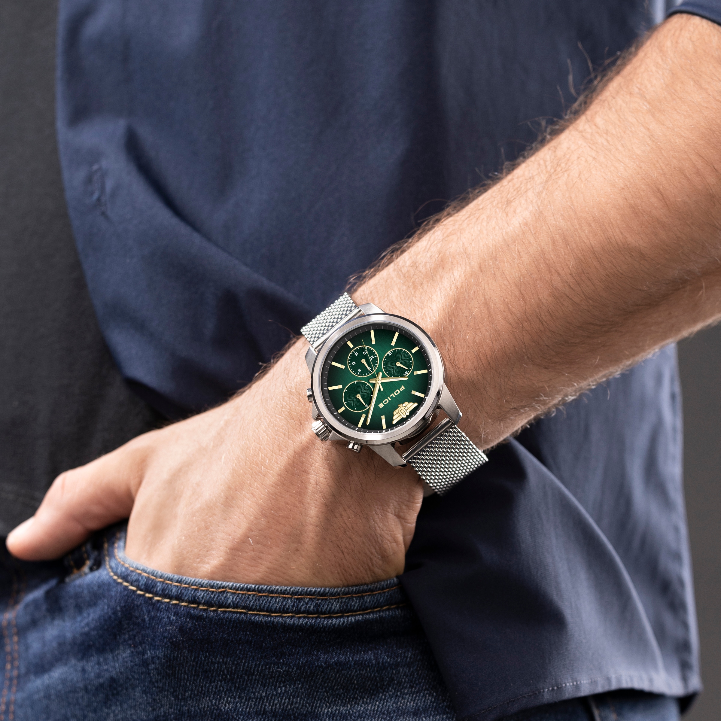 Police Quarzuhr »Mensor« Armbanduhr, Herrenuhr, Edelstahlarmband, Ideal auch als Geschenk