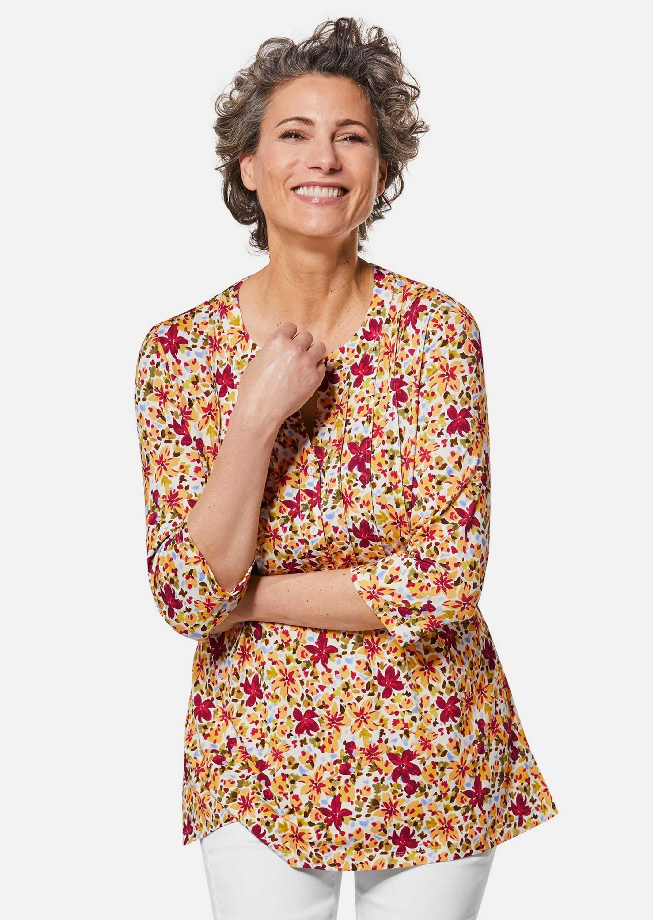 GOLDNER Print-Shirt »Kurzgröße Figurschmeichelndes Drucktunika-Shirt«