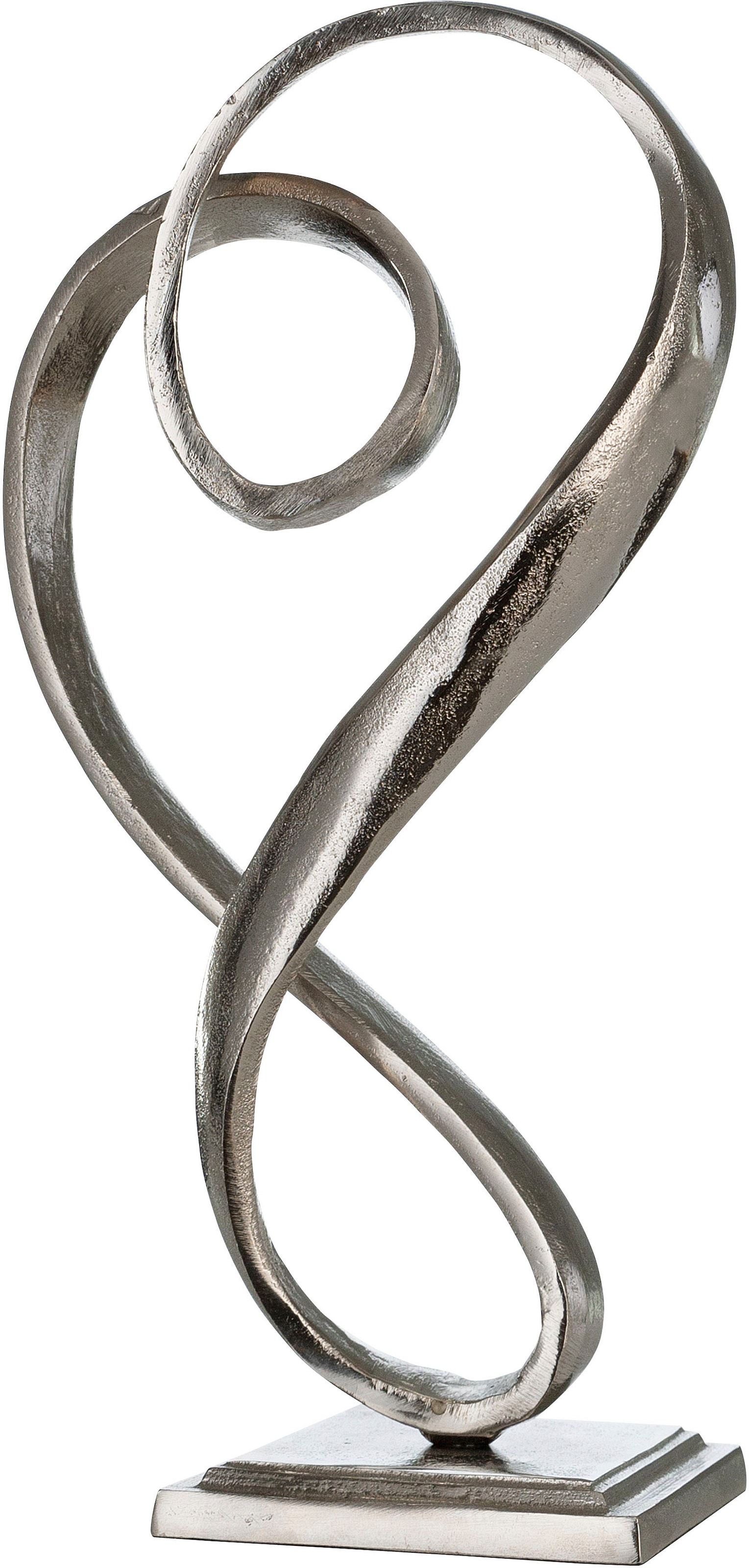 Casablanca by Gilde Dekofigur »Skulptur Curved Heart, silber«, (1 St.),  Dekoobjekt, aus Metall, Höhe 33 cm, Herz Form, antikfinish, Wohnzimmer auf  Rechnung bestellen