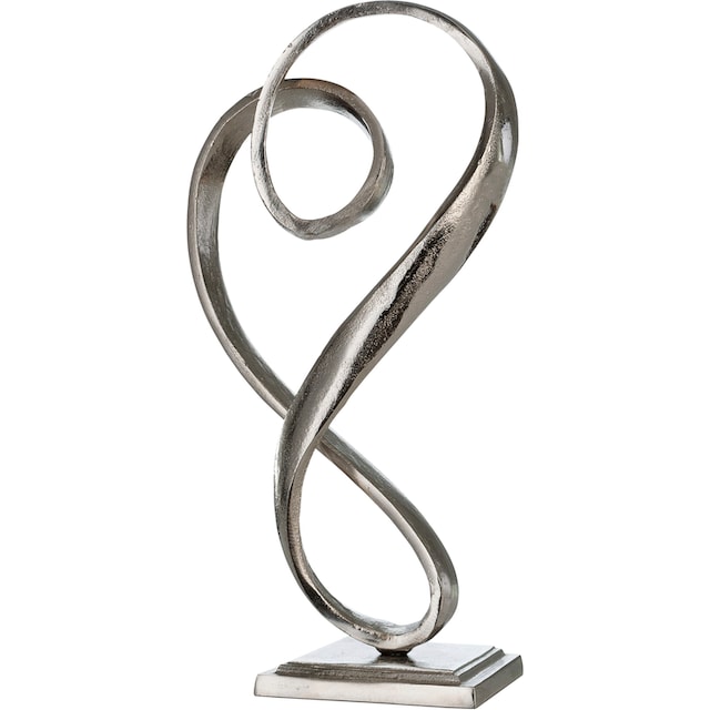 Casablanca by Gilde Dekofigur »Skulptur Curved Heart, silber«, (1 St.),  Dekoobjekt, aus Metall, Höhe 33 cm, Herz Form, antikfinish, Wohnzimmer auf  Rechnung bestellen
