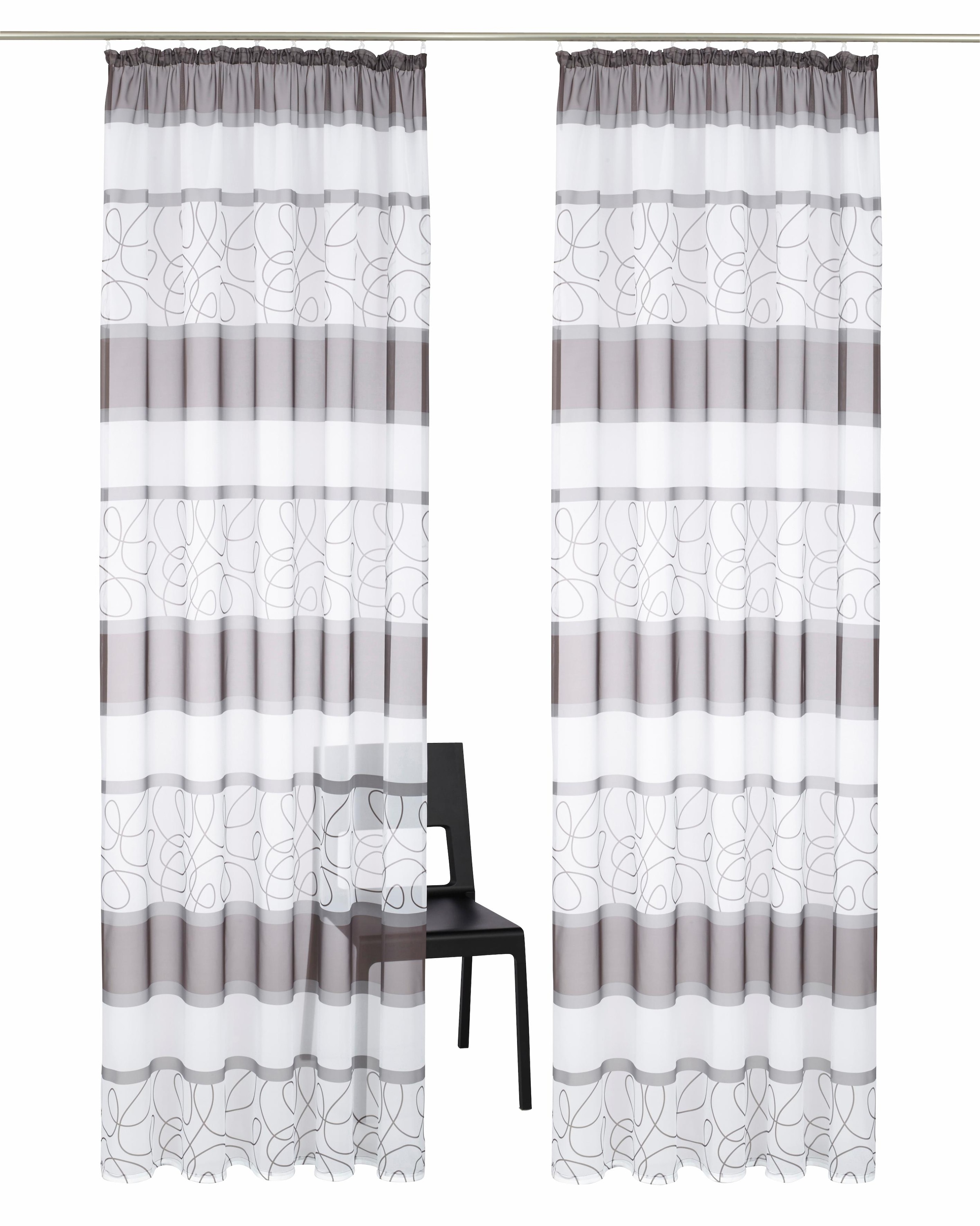 my home Gardine »Napala«, (2 St.), Vorhang, 2-er Set, Fertiggardine, transparent, Querstreifen