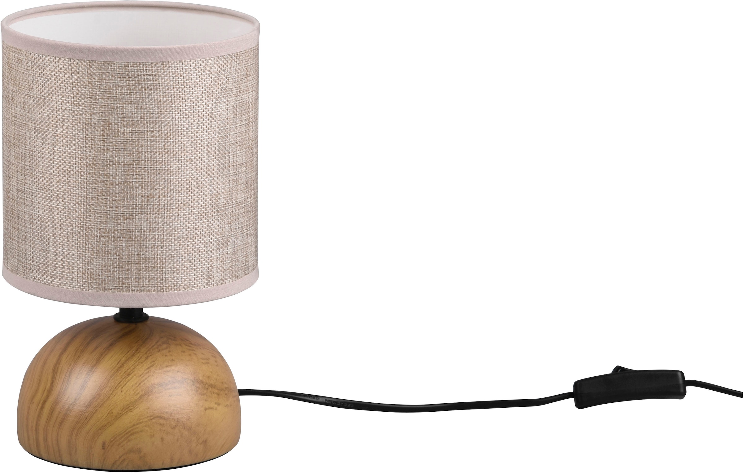 TRIO Leuchten Tischlampe »Luci«, Keramik Tischleuchte in Holzoptik, mit Stoffschirm, für Leuchtmittel 1 x E14