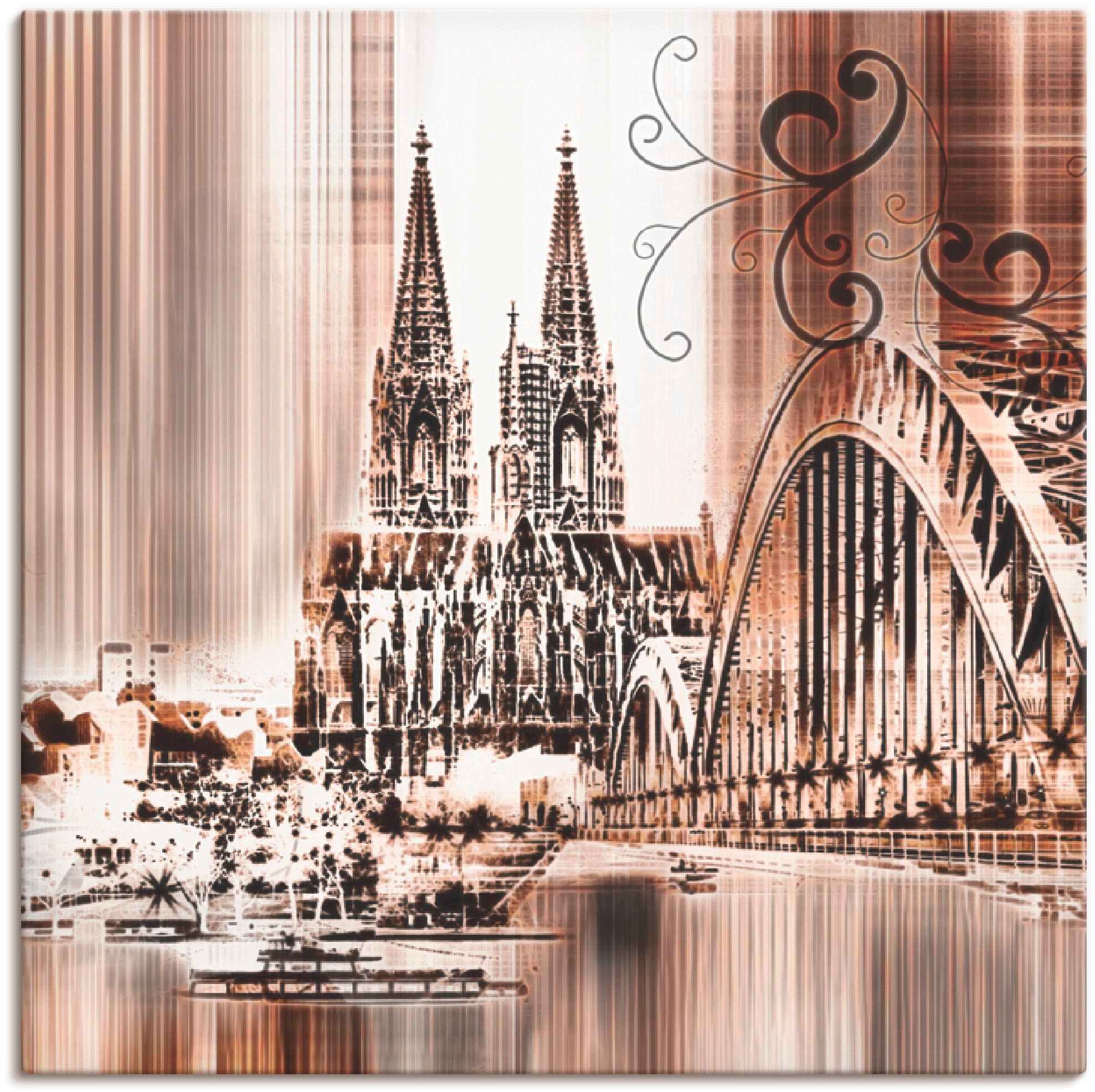 Artland Wandbild »Köln Poster oder Collage Skyline Raten auf (1 Leinwandbild, Größen St.), Wandaufkleber VI«, versch. kaufen in als Architektonische Elemente