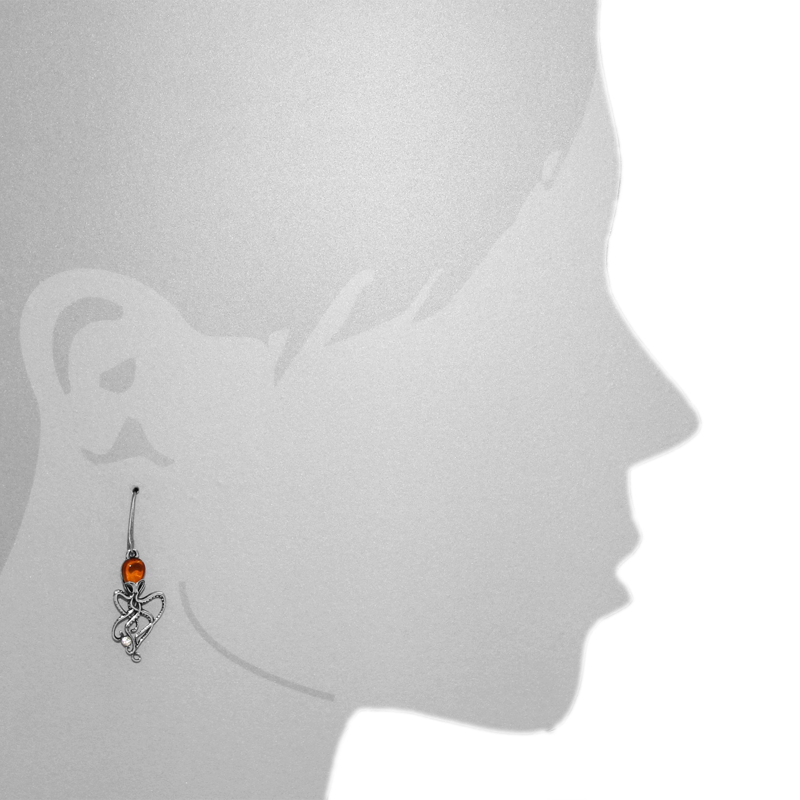OSTSEE-SCHMUCK Paar Ohrhänger »- Tintenfisch - Silber 925/000 - Bernstein&Schmuckstein«