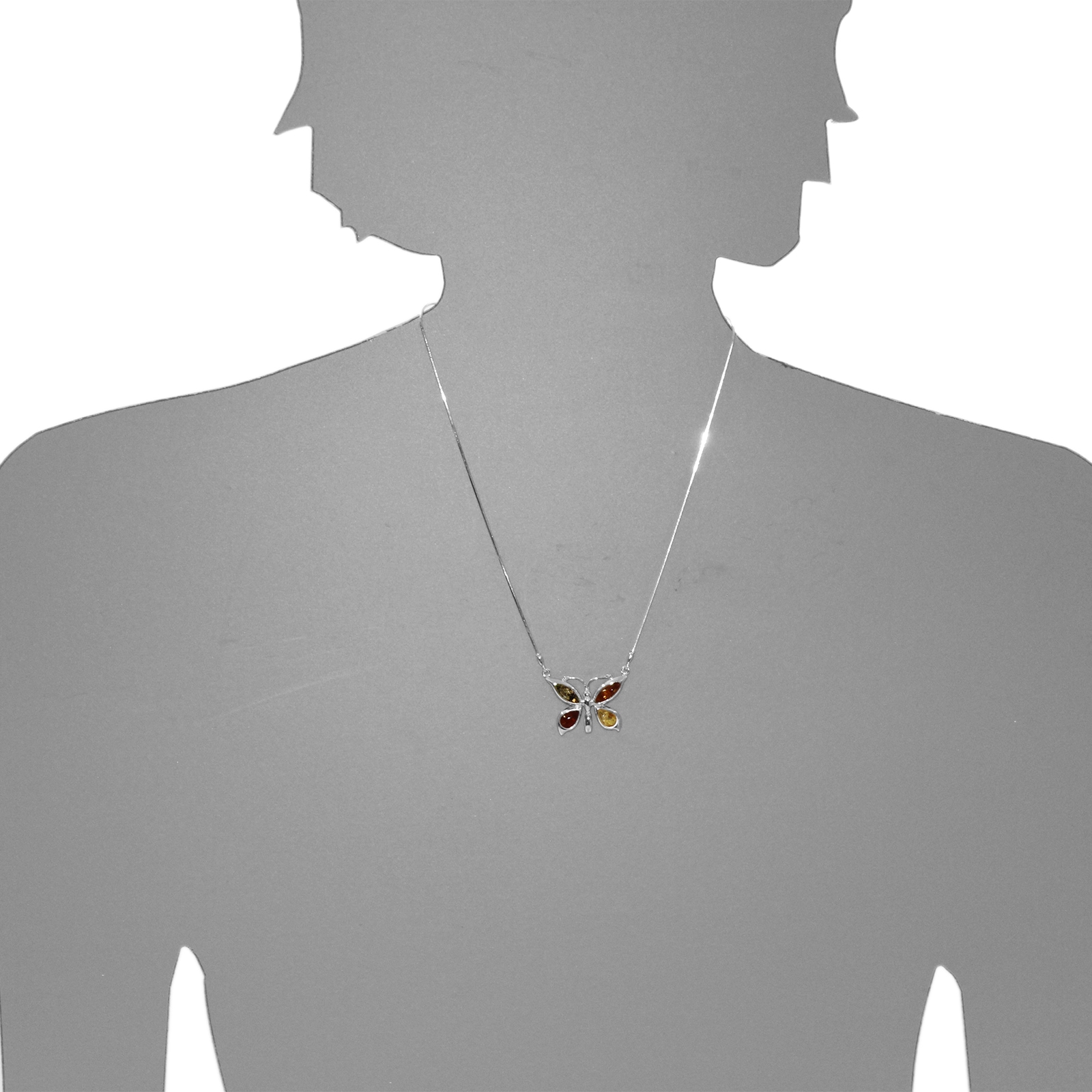OSTSEE-SCHMUCK Collier »- Schmetterling - Silber 925/000 - Bernstein«