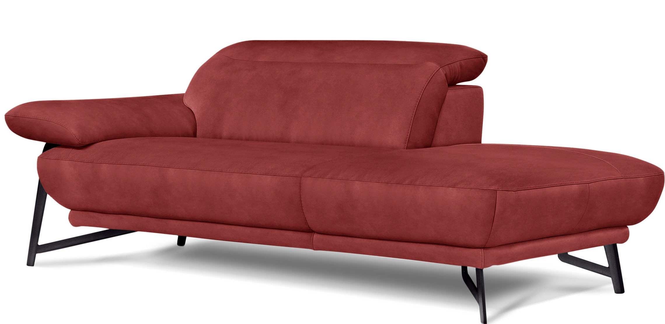 Egoitaliano Ottomane »Anais, erstklassiges Designsofa, Breite 179 cm, Fußfarbe schattengrau«, Kopfteil verstellbar, Luxus-Microfaser Lederoptik, marsala