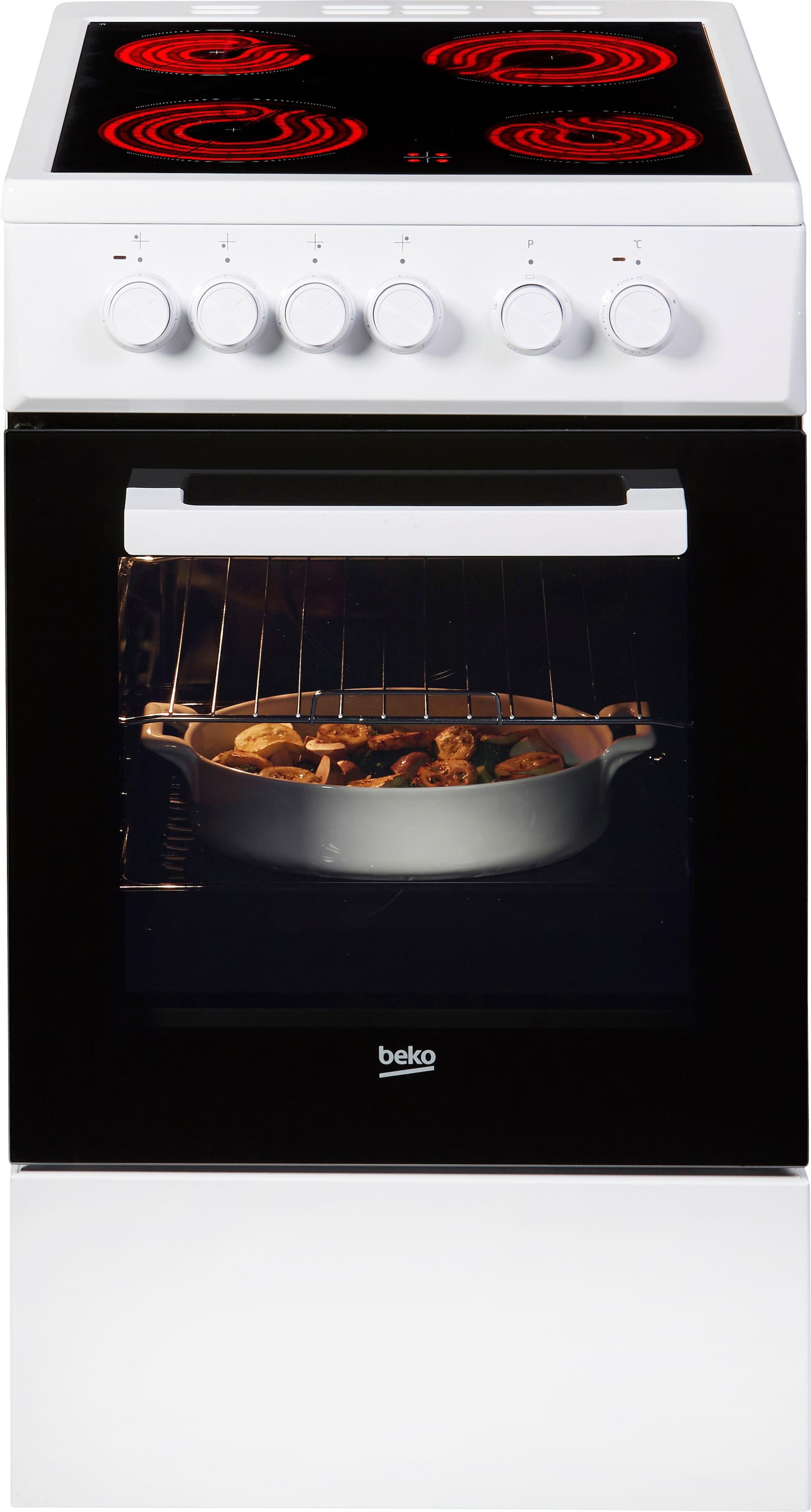 BEKO Garantie Jahren FSS57000GW, Steam mit Kleinflächengrill Backauszug, XXL Elektro-Standherd Simple mit »FSS57000GW«, 3 Reinigungsfunktion, mit