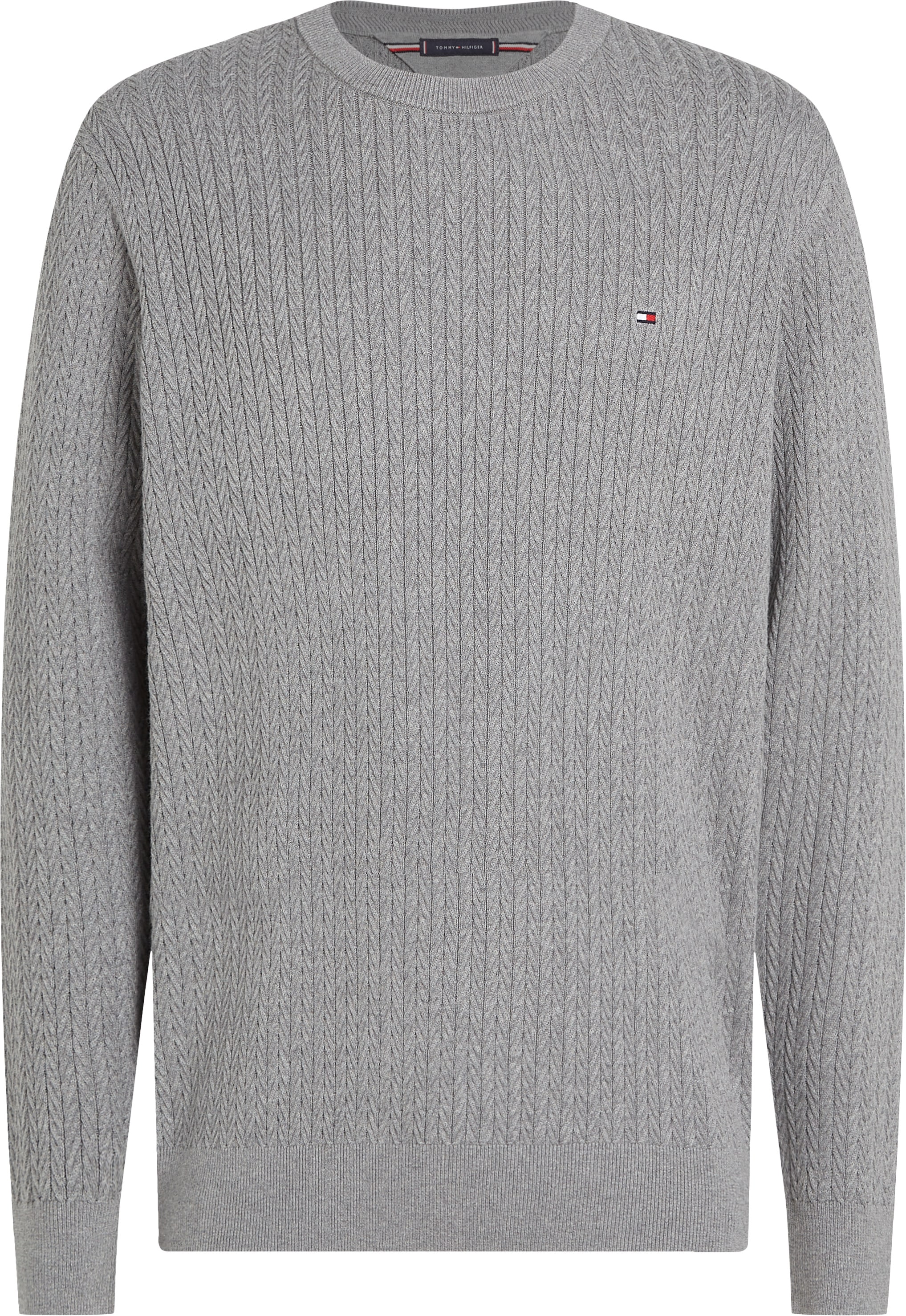 Tommy Hilfiger Strickpullover »HERRINGBONE STRUCTURE C NK«, mit Zopfmuster