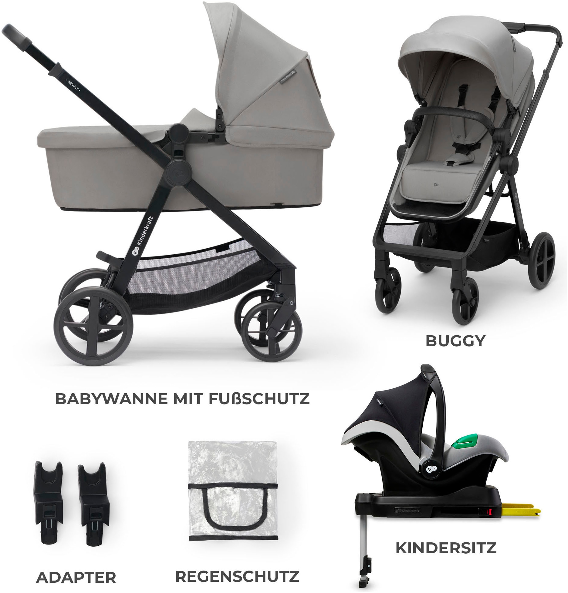 Kinderkraft Kombi-Kinderwagen »NEWLY 4IN1 MINK PRO«, 22 kg