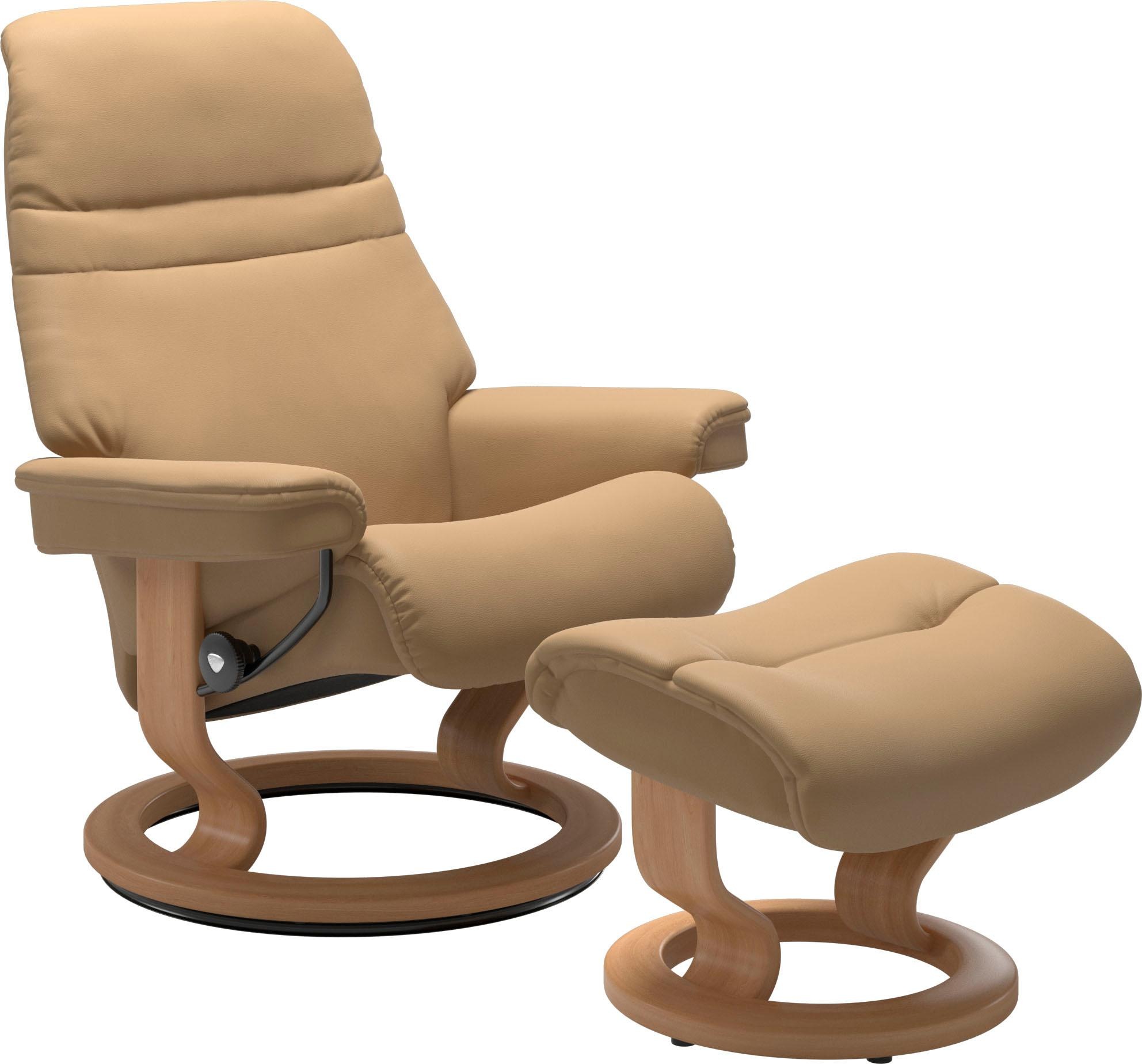 Stressless® Relaxsessel »Sunrise«, (Set, Relaxsessel mit Hocker), mit Classic Base, Größe M, Gestell Eiche