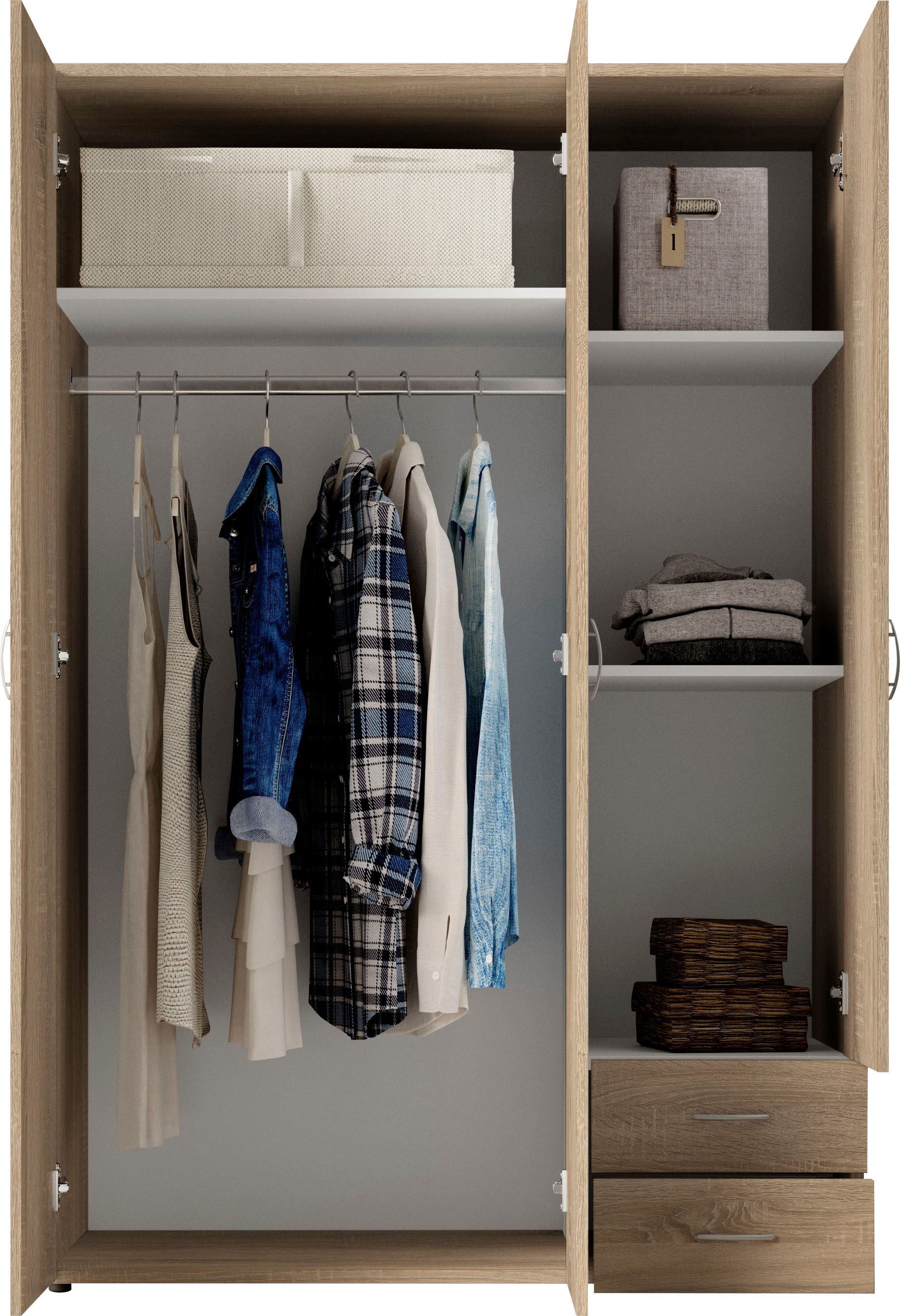 Schlafkontor Drehtürenschrank »Base Kleiderschrank Joe Garderobe Hochschrank Wäscheschrank«, Bega Schrank Schlafzimmer Bestseller in 3 Breiten und 2 Farben