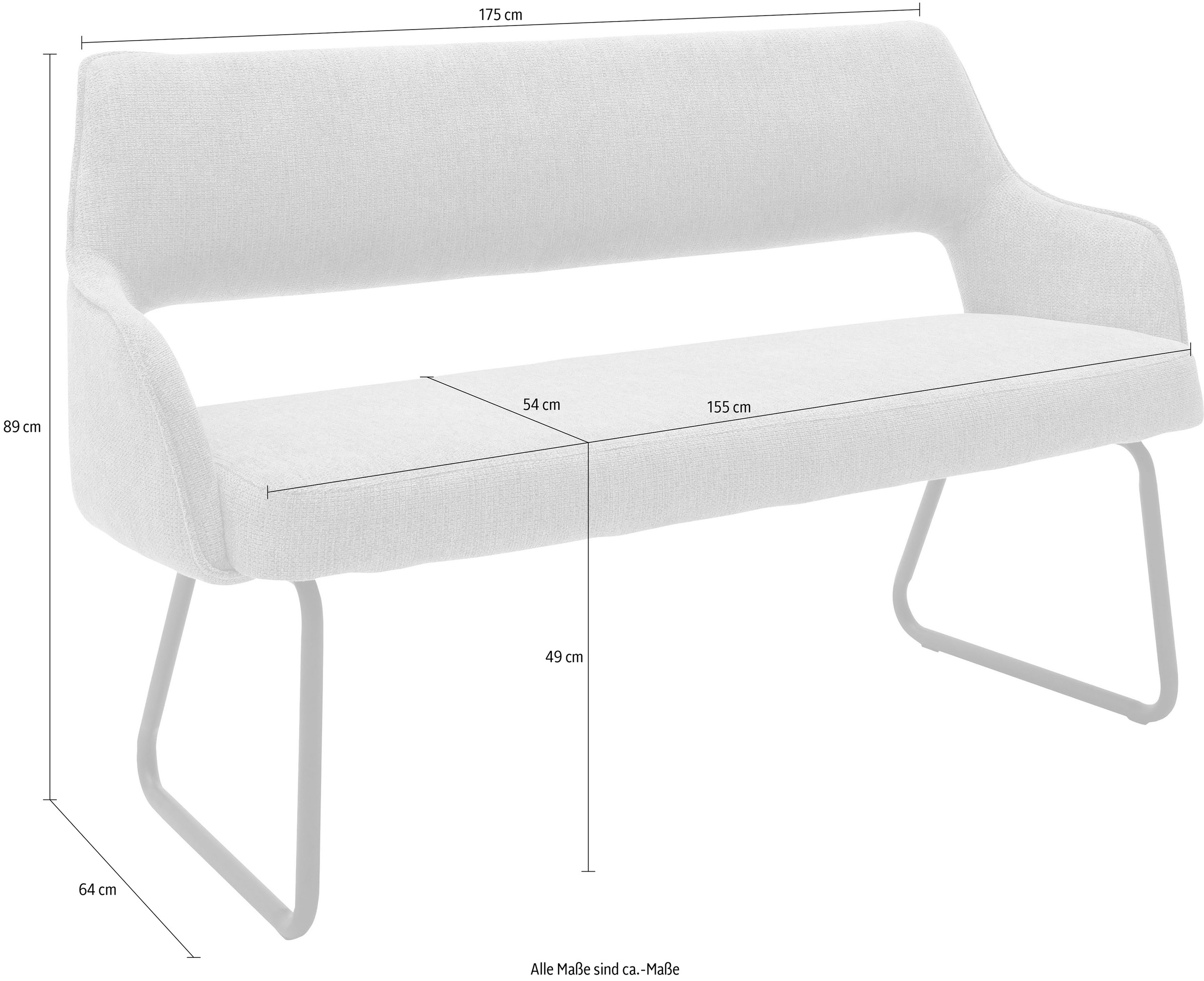 MCA furniture Polsterbank »Bangor«, bestellen Raum cm Stoffbezug, 175 stellbar, bequem im Sitzbank frei Breite