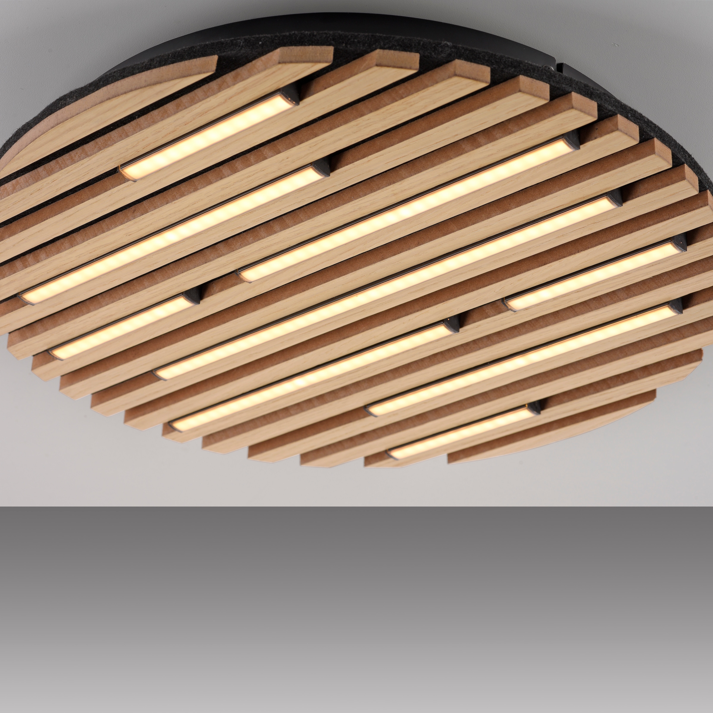 my home Deckenleuchte »Unnestad Akustikpaneele«, 1 flammig, Leuchtmittel LED-Board | LED fest integriert, schwarze LED Diffuser, Holz, Akustik, Paneele, 3000K - Ø 40 cm