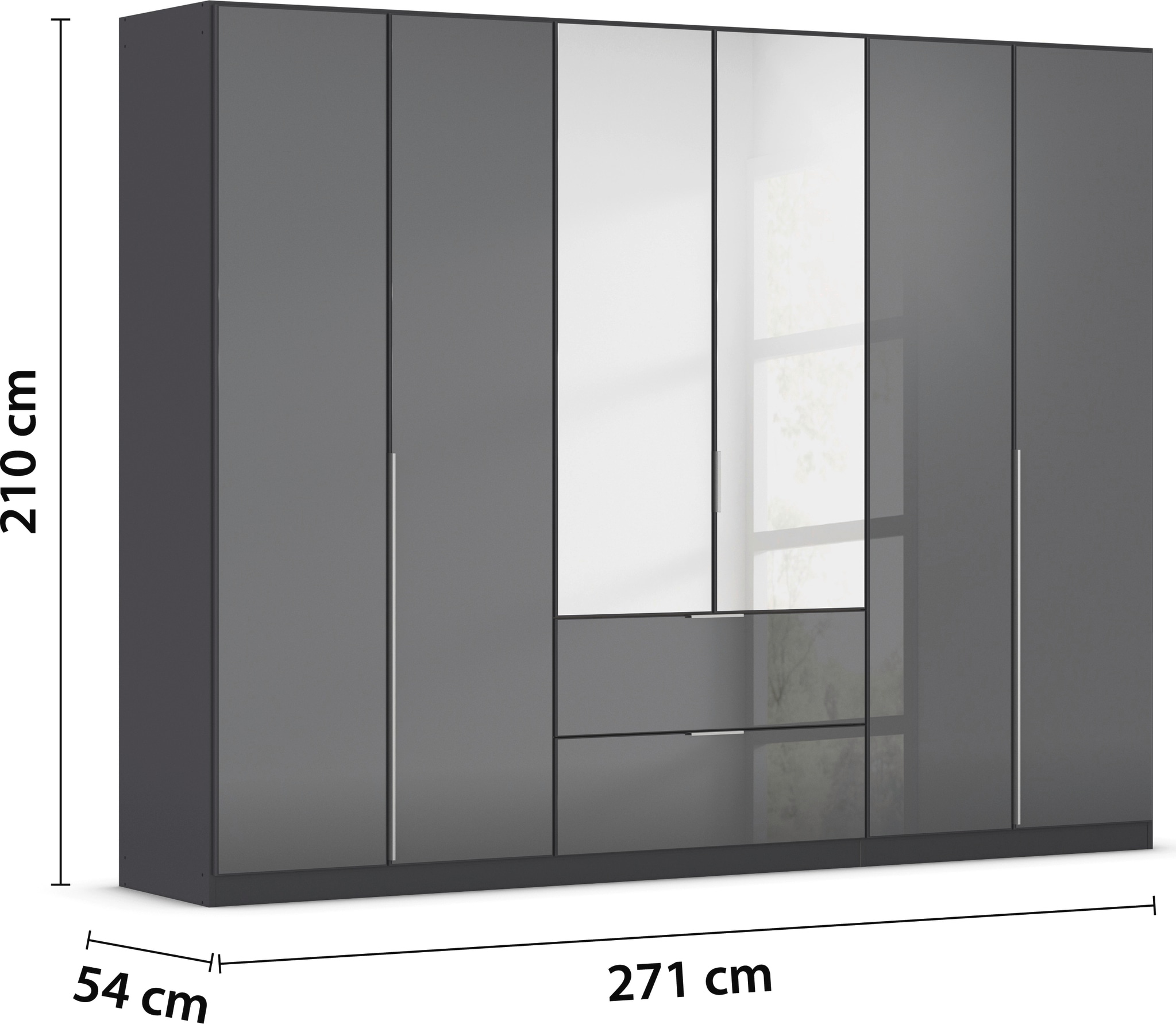 rauch Drehtürenschrank »Kleiderschrank Kleiderschränke Schrank Garderobe AGORDO mit Glasfront«, mit Außenschubkästen, in 6 Breiten und 2 Höhen MADE IN GERMANY