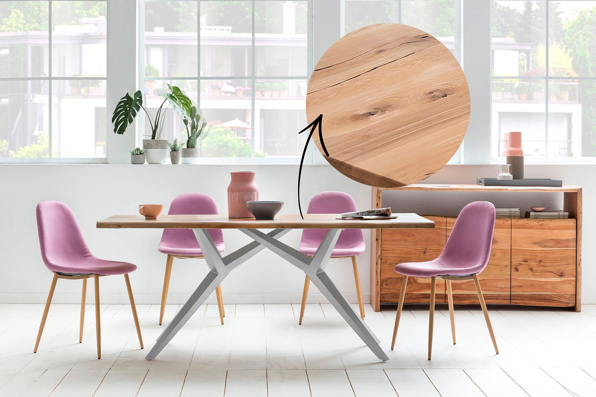 SIT Esstisch, Design-Gestell im industriellen Antiklook