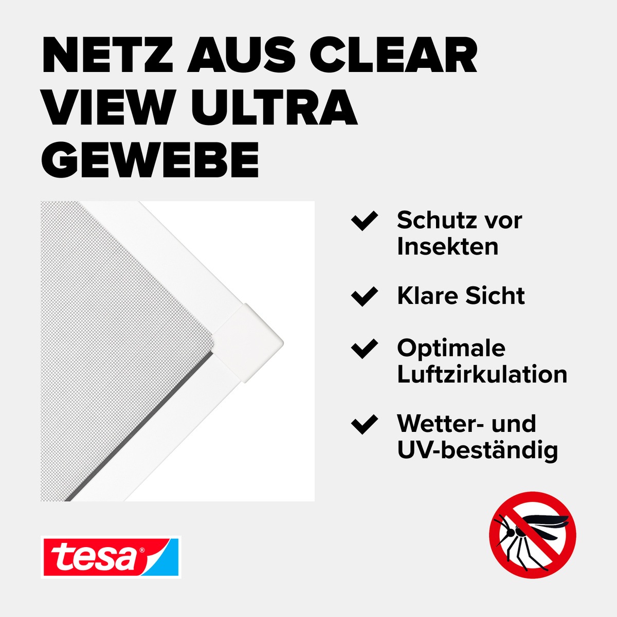 tesa Insektenschutz-Fensterrahmen »Insect Stop Falt Fliegengitter für Fenster - min 0,8 m bis max. 1,4 m«, Mückenschutz-verstellbarem Rahmen aus Aluminium-ohne bohren
