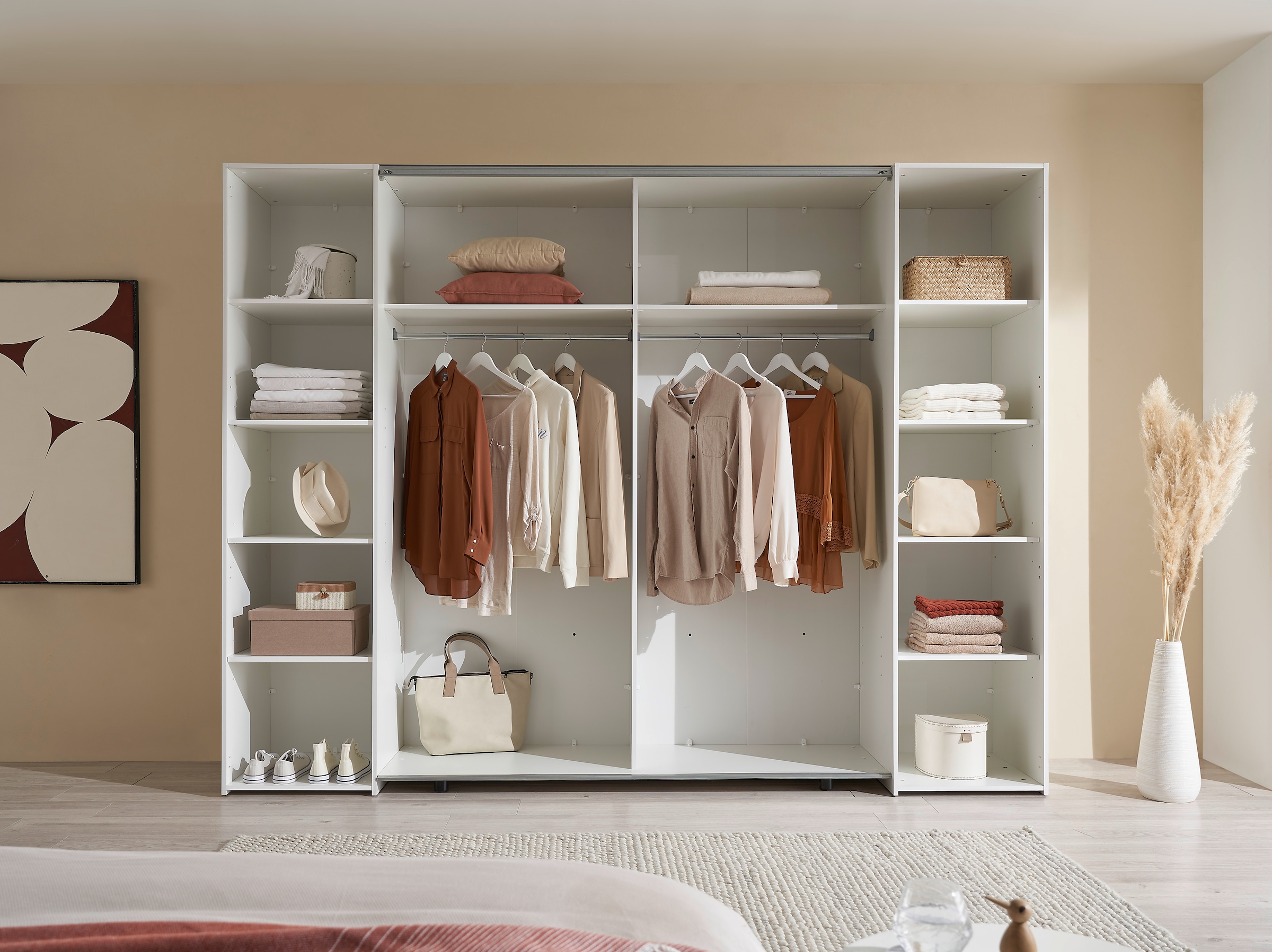 Schlafkontor Schwebetürenschrank »Maturs Drehtürenschrank«, 2 Schwebetüren, 2 Drehtüren mit 10 Einlegeböden und 2 Kleiderstangen