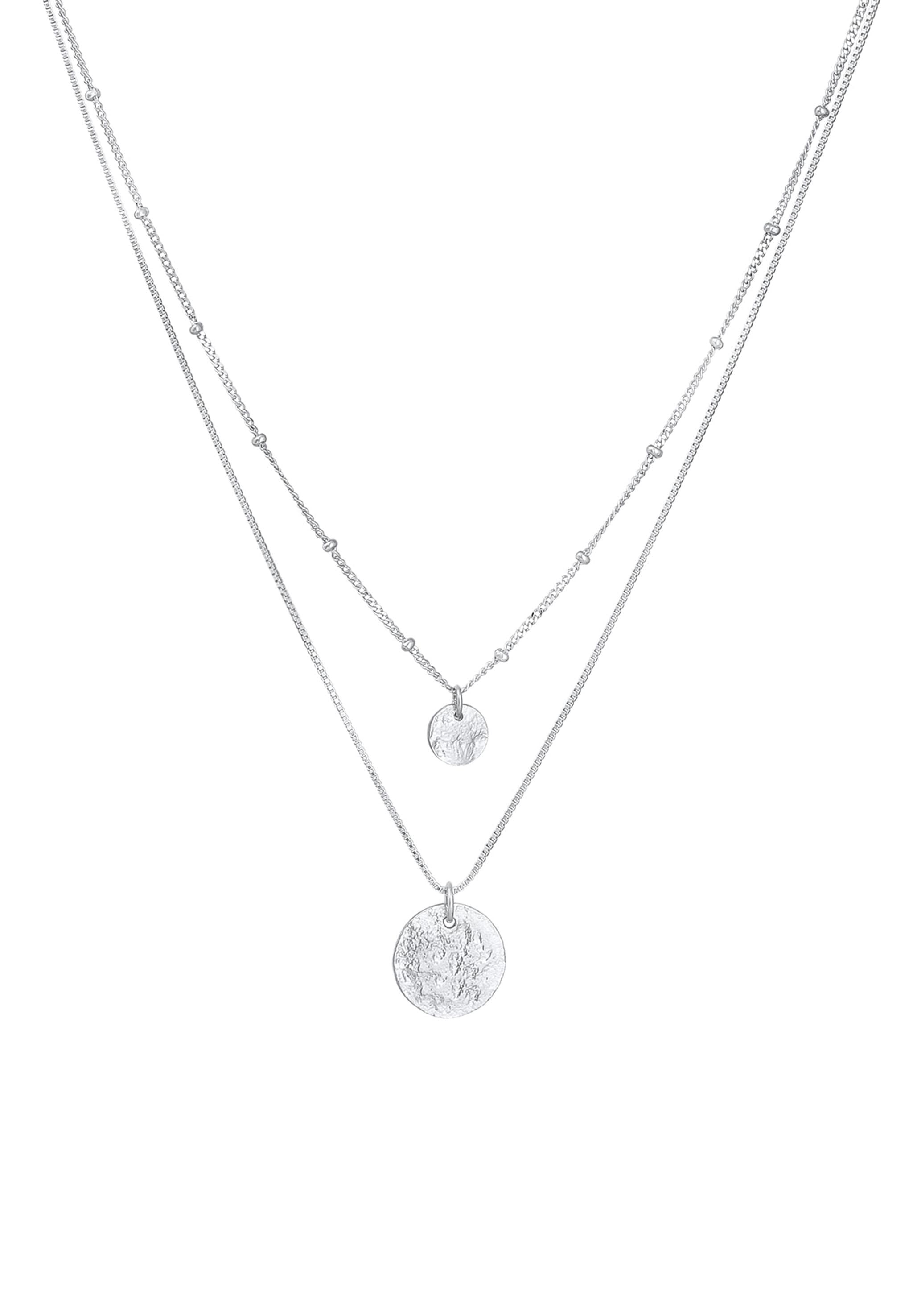 Elli Silberkette »Halskette Basic Layer Kugelkette Plättchen 925 Silber«