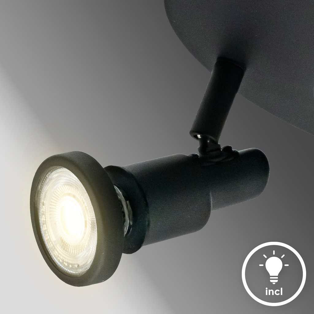 B.K.Licht Deckenspot, Inkl. 3 x LED Leuchtmittel GU10, 4,8 Watt, 400lm, 3.000K, nicht dimmbar, Strahler dreh- und schwenkbar, Schutzart IP44