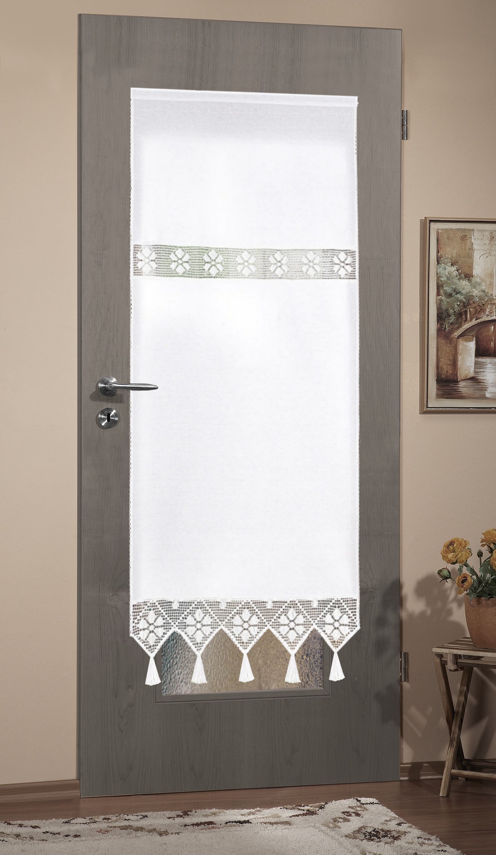HOME WOHNIDEEN Vorhang »TONI«, (1 St.), Fensterbehang mit Häkeleinsätzen