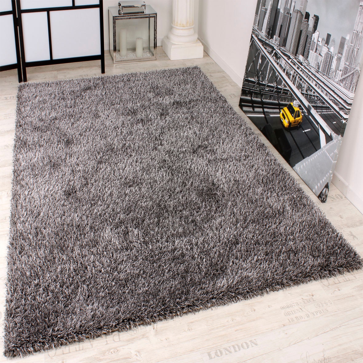 Paco Home Hochflor-Teppich »Maya 400«, rechteckig, 49 mm Höhe, Uni-Farben, mit Effektgarn, weich & kuschelig