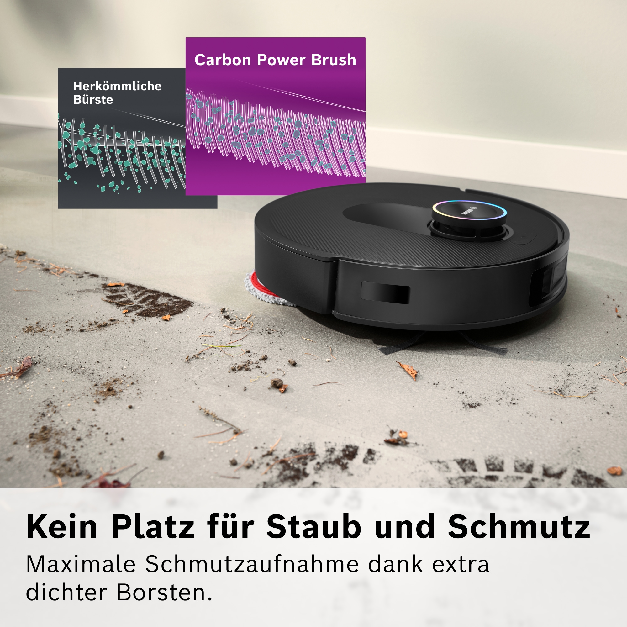 BOSCH Saugroboter »Spotless Max Cam BCRDW3BX, rotierende Wischpads, 70°C Selbstreinigung«, Datensicherheit, 11.000 Pa Saugkraft, Absaugstation, Kamera
