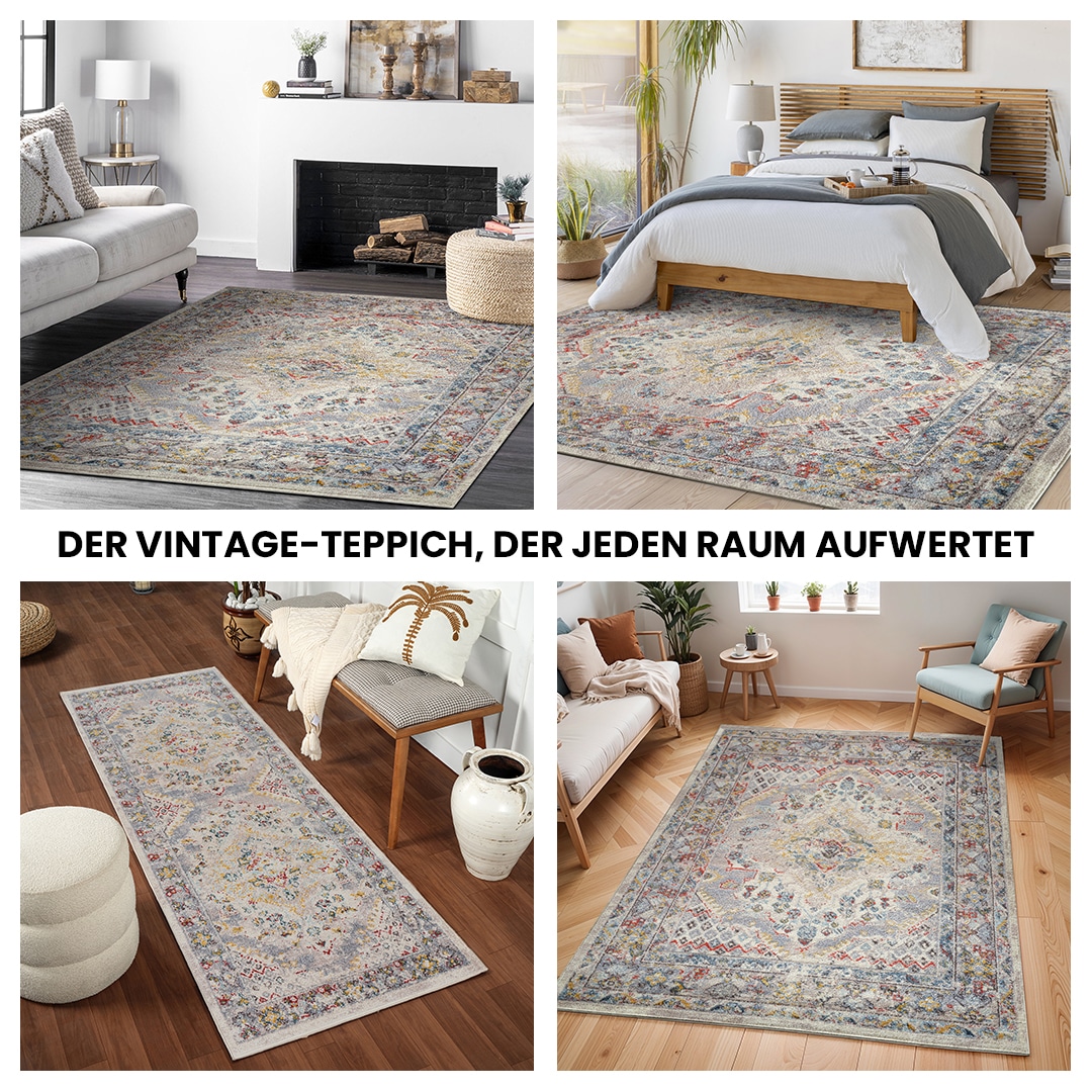 Livabliss Teppich »CASABLANCA«, rechteckig, 12 mm Höhe, Vintage Orientteppich, Kurzflor Boho Wohnzimmerteppich, Läufer