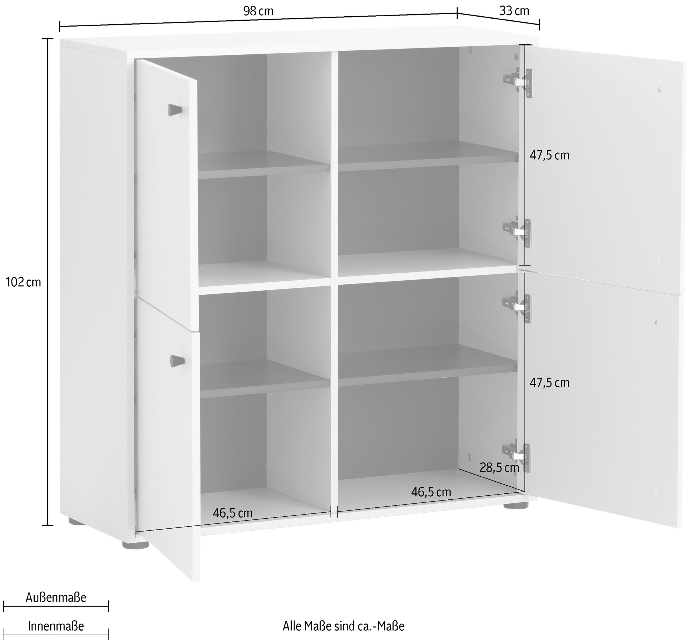 welltime Hochkommode »Lovund, Breite 98 cm« Türscharniere mit Softclose-Funktion