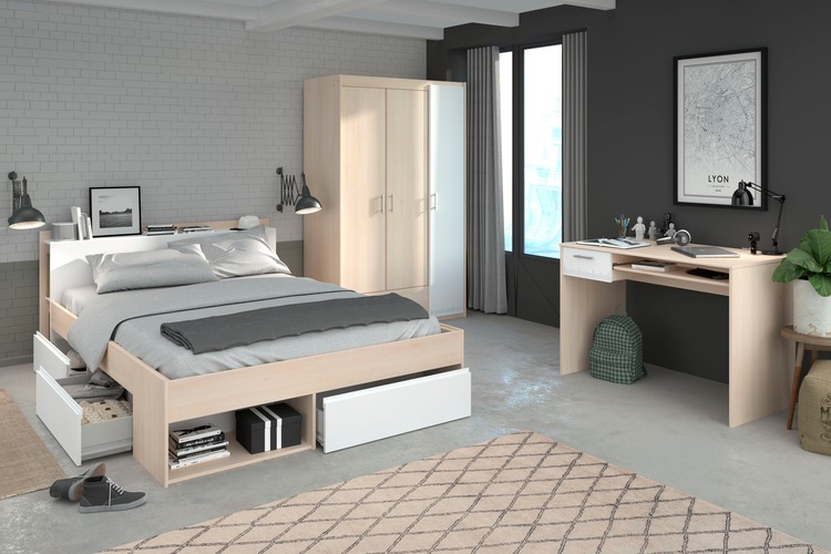 Jugendzimmer-Set »Most«, (Set, 3 St., Bett mit Schubkästen, Kleiderschrank und...