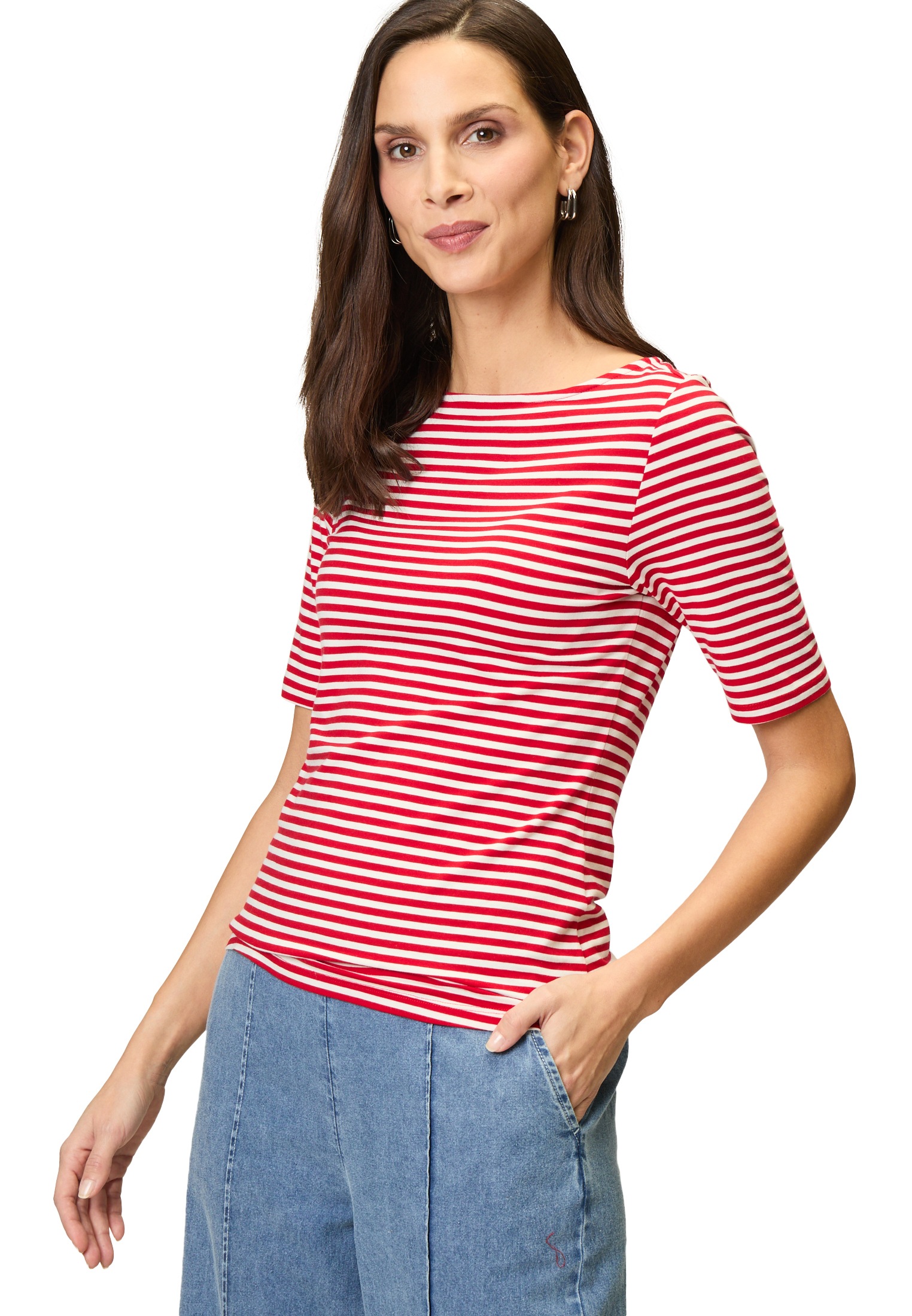Zero T-Shirt »Streifenshirt mit U-Boot Ausschnitt«