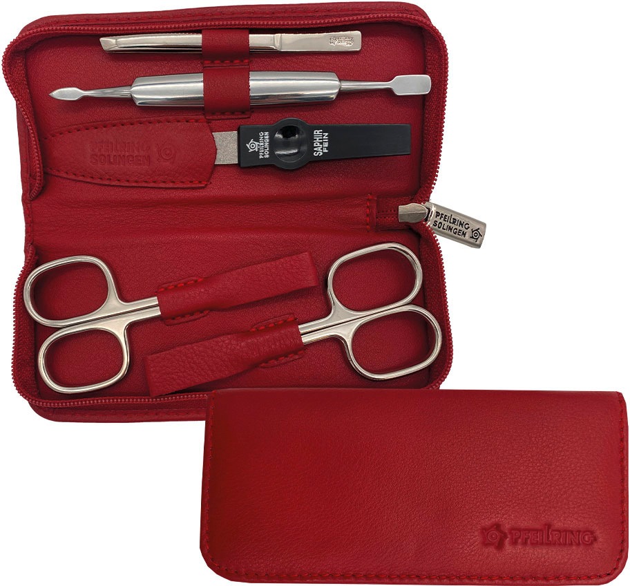 PFEILRING Maniküre-Etui, (5 tlg.), Nappaleder