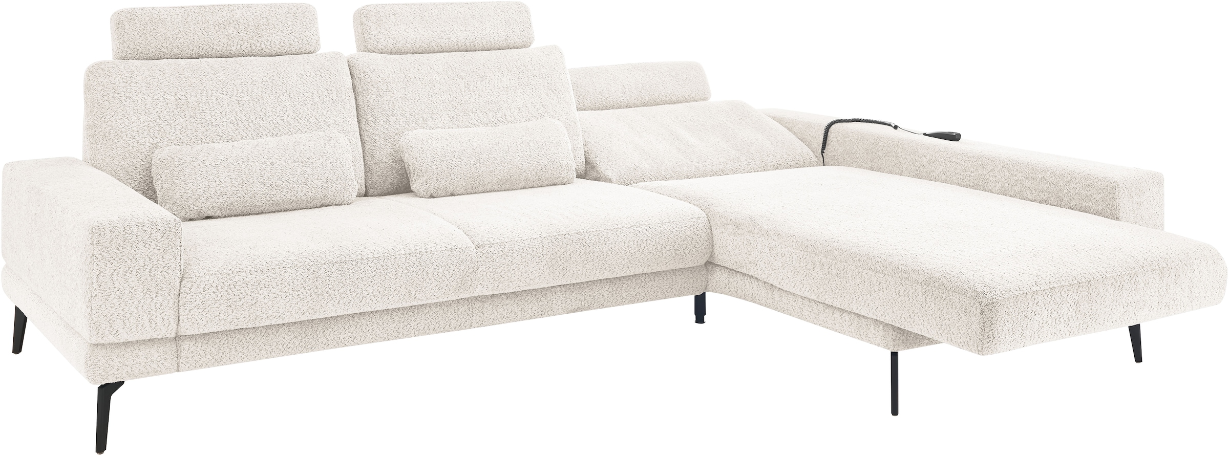 set one by Musterring Ecksofa »SO 3600, inkl motor. Sitztiefenverstellung, Kopfstützen, Nierenkissen«, Sitzhöhe 42 cm, Federkern, Breite 293 x Tiefe 180 cm, Kama natur