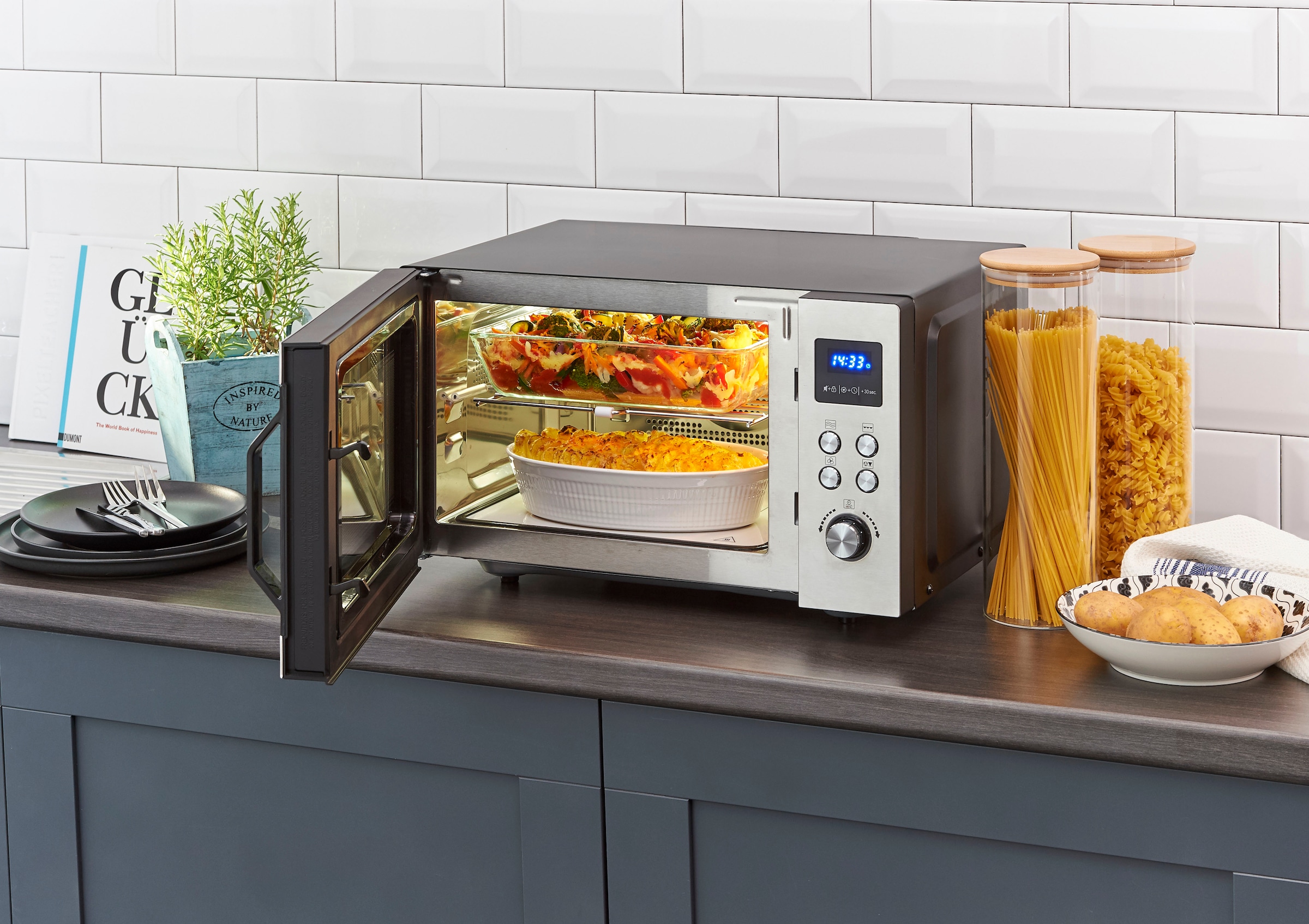 Severin Mikrowelle »MW 7777«, Mikrowelle-Heißluft-Grill, 900 W, mit 8 Automatikprogrammen