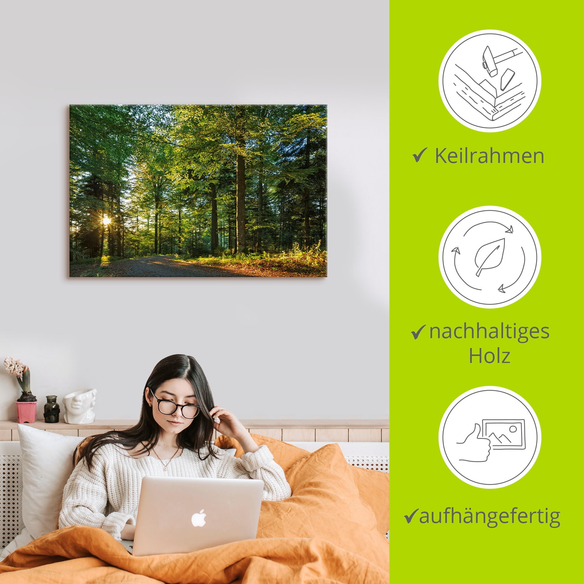 Artland »Waldweg im Romantischen Schwarzwald« Waldbilder 1 Stk. tlg. als Alubild, Leinwandbild in verschied. Größen