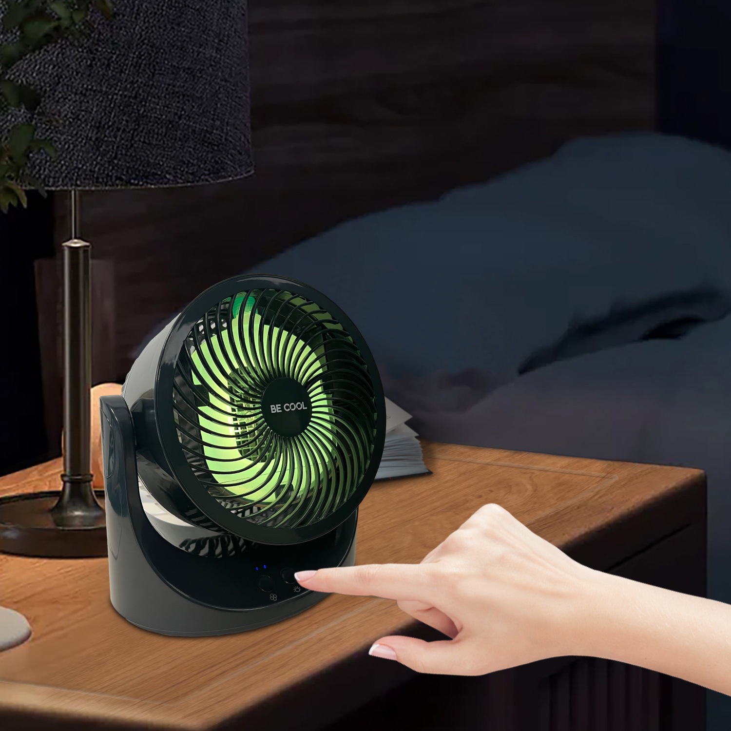 be cool Mini USB-Ventilator »USB-Windmaschine 15cm mit Kühlakku schwarz«, Kupfermotor, Kühlakku im Lieferumfang, 7-farbige LEDs, USB Typ-C