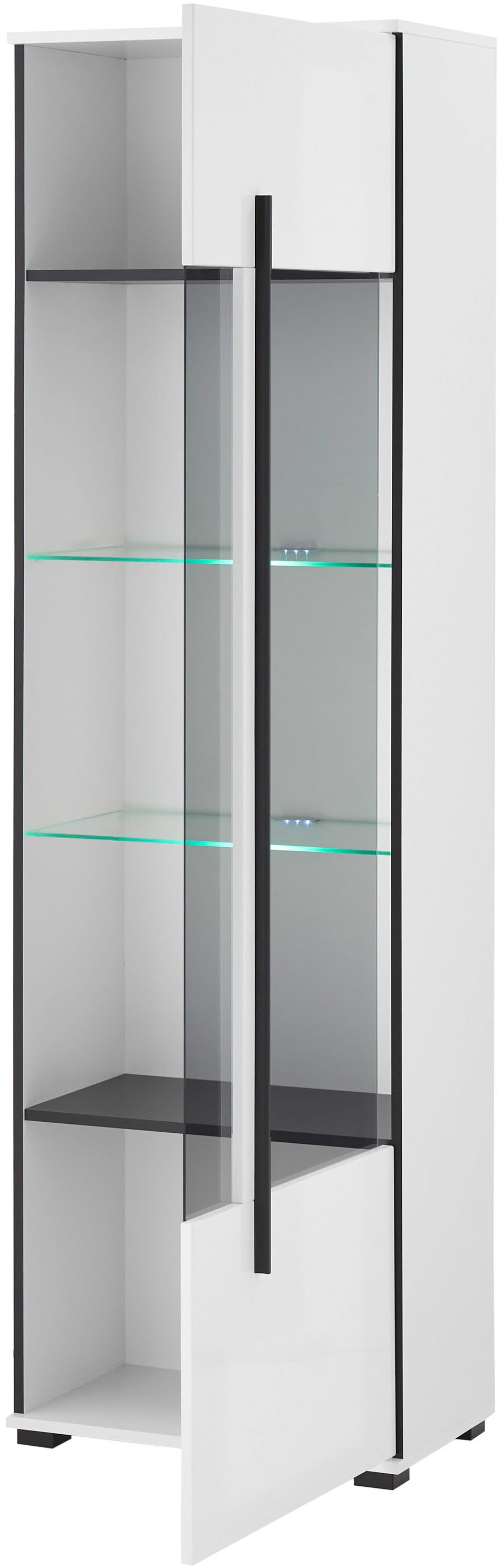 INOSIGN Vitrine »Cantara, Vitrinenschrank in Eiche Evoke oder weiß, Standvitrine«, schwarzer Stangengriff, ausreichend Stauraum, vielseitig einsetzbar