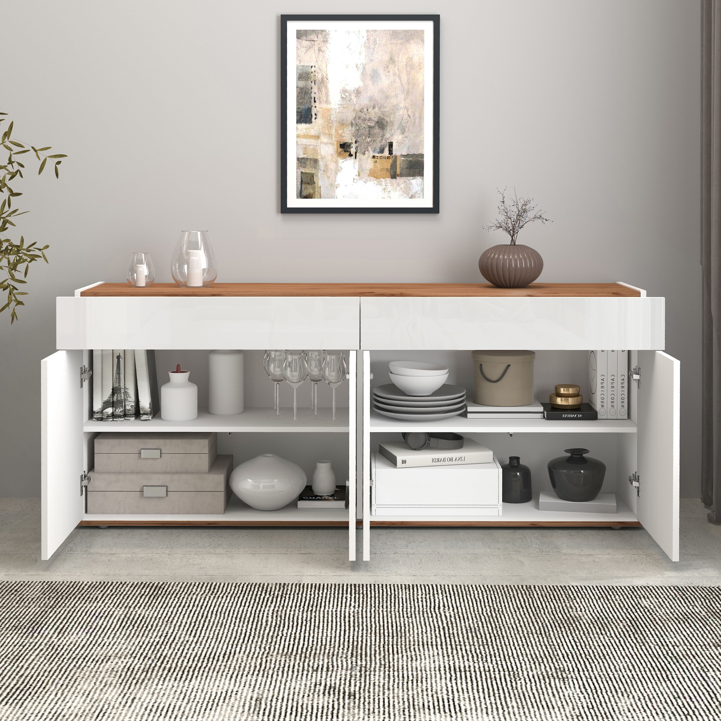 INOSIGN Sideboard »Garda, Kommode, Schrank, Kredenz«, 4 Türen, 2 Schubladen, grifflos Breite 160,1 cm