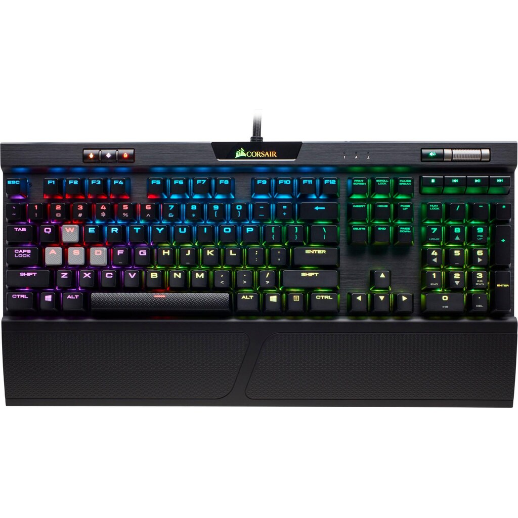 Corsair Gaming-Tastatur »K70 RGB MK.2 RAPIDFIRE - MX Speed«, (USB-Hub-Profil-Speicher-Windows-Sperrtaste-Multimedia-Tasten-Ziffernblock)