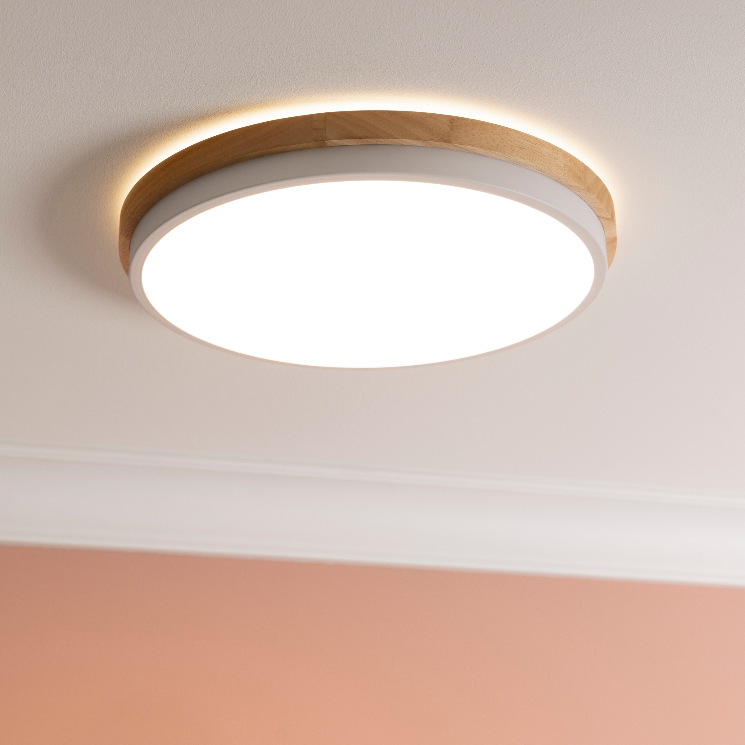 Brilliant LED Deckenleuchte »Baarlo« 1 Stk. Warmweiß Ø 35 cm, 2400 lm, 3000 K, 3-Stufen dimmbar, Holz/Metall