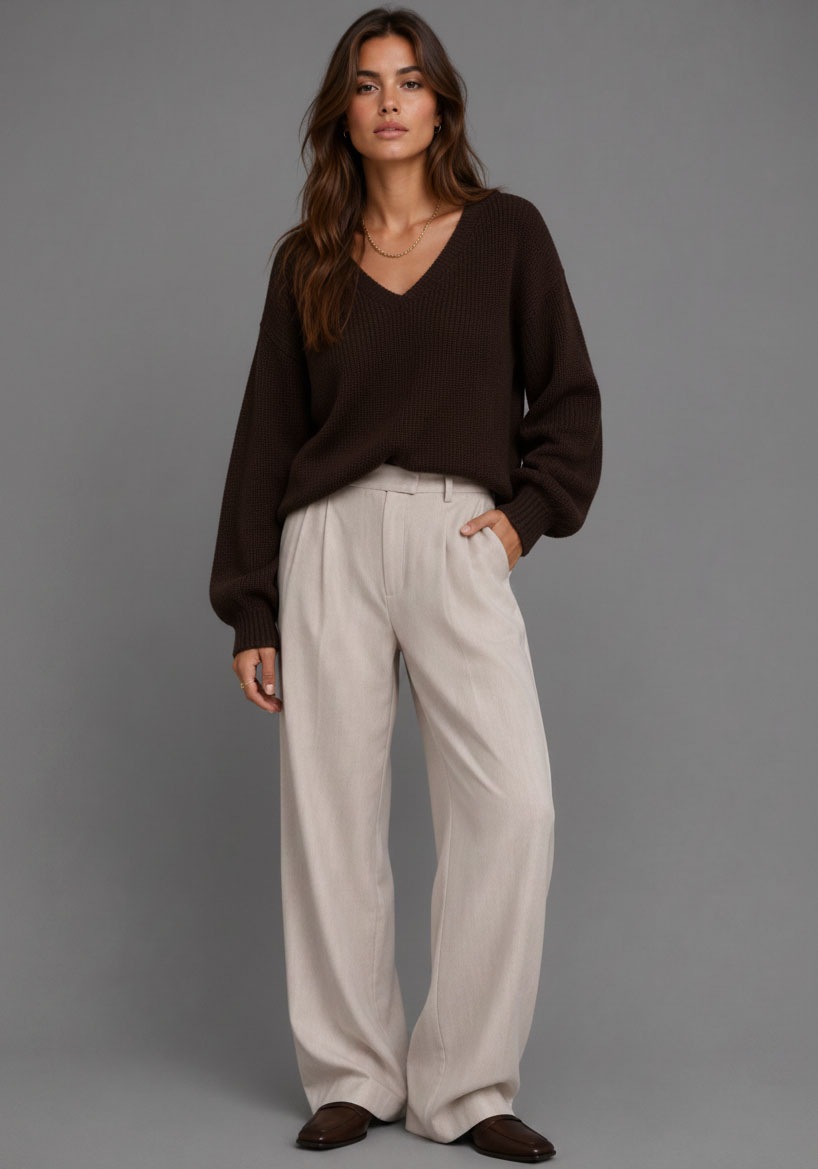 Laura Scott V-Ausschnitt-Pullover »mit moderner Oversize-Passform« aus Grobstrick