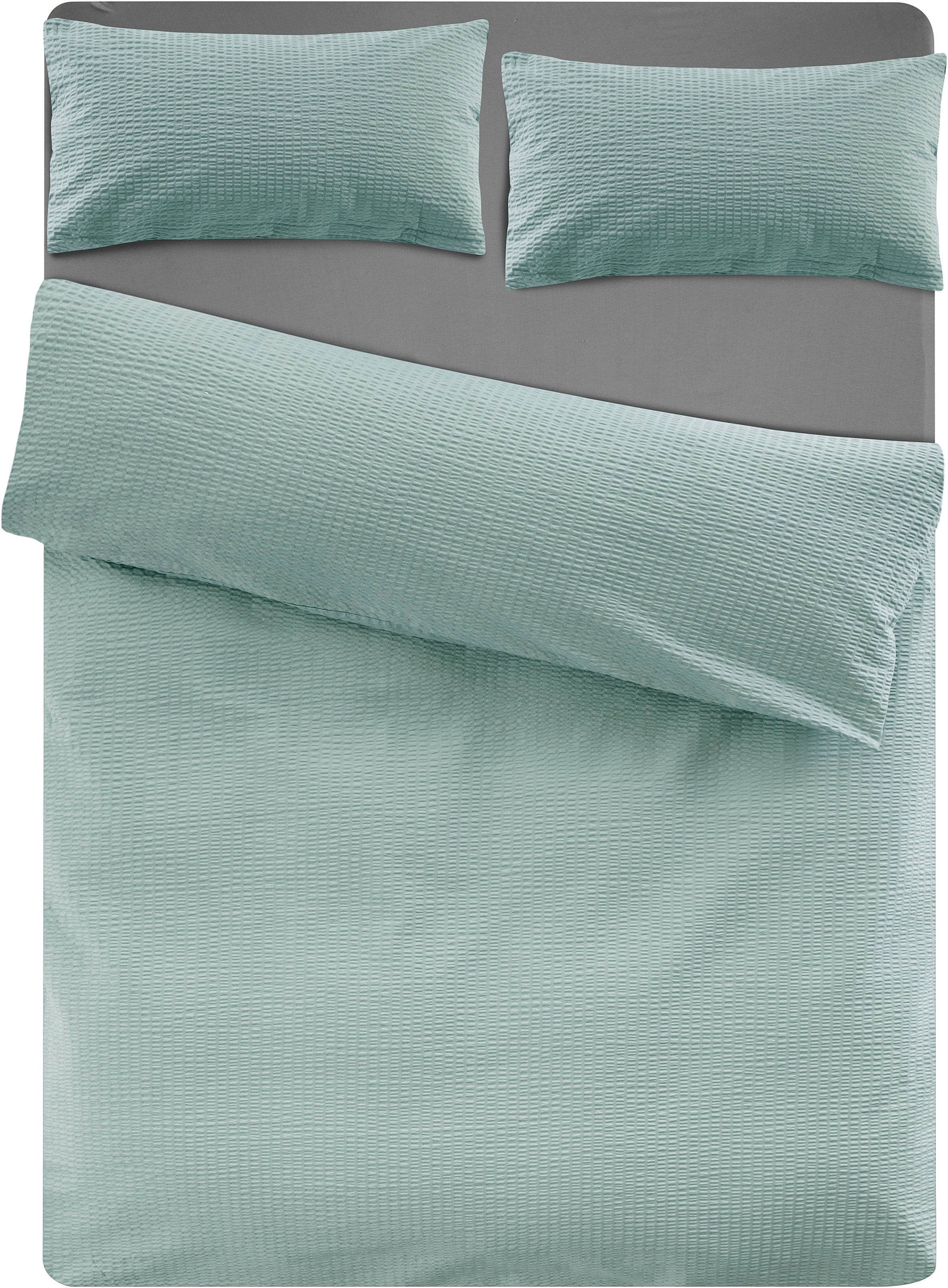 andas Bettwäsche »Sari2 in Gr. 135x200 oder 155x220 cm«, (2 tlg.), aus  Baumwolle, uni Bettwäsche in Seersucker Qualität ideal für Sommer
