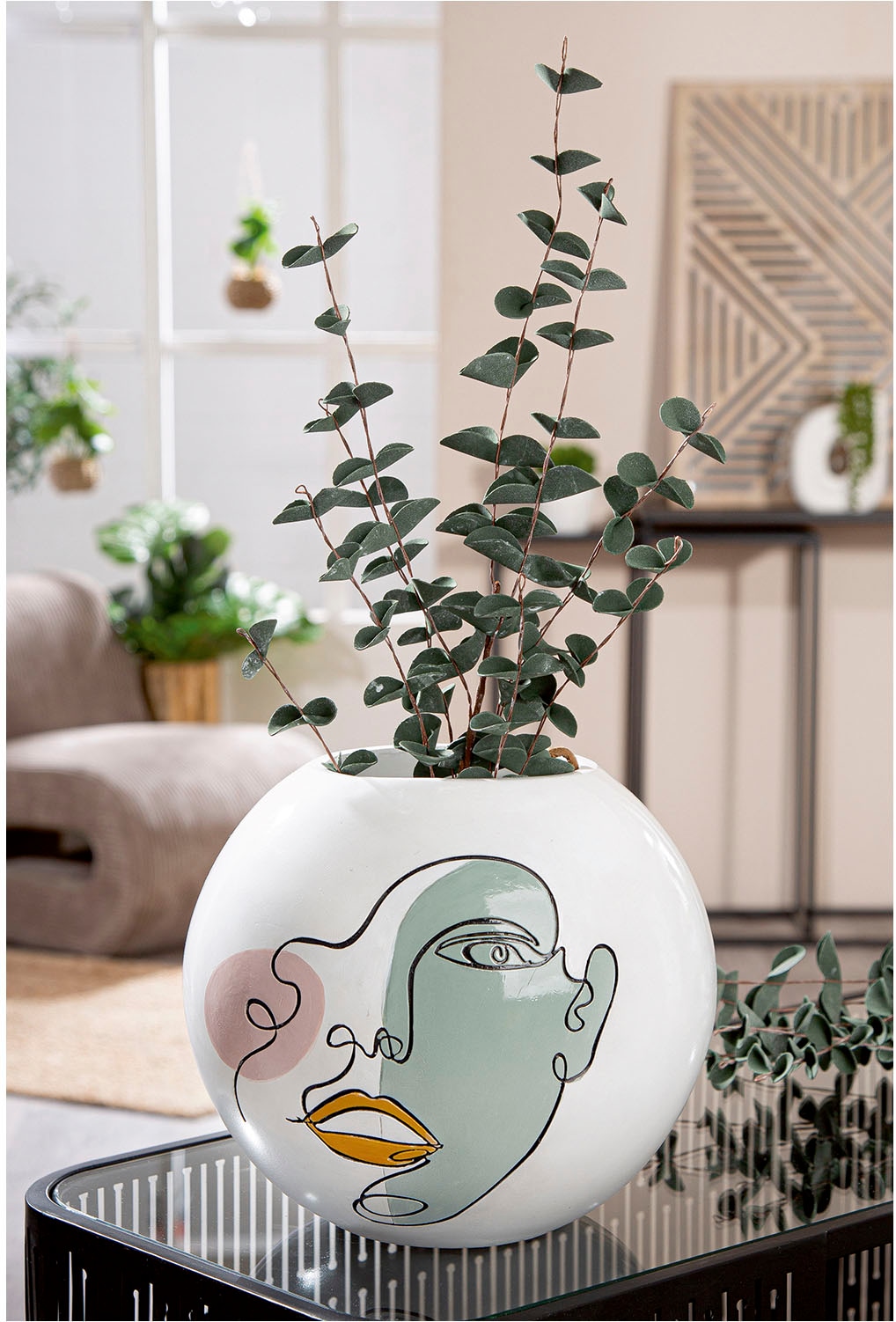 Casablanca by Gilde Tischvase »Kugelvase rund Voir weiß H. 21,5 cm«, (1 St.)