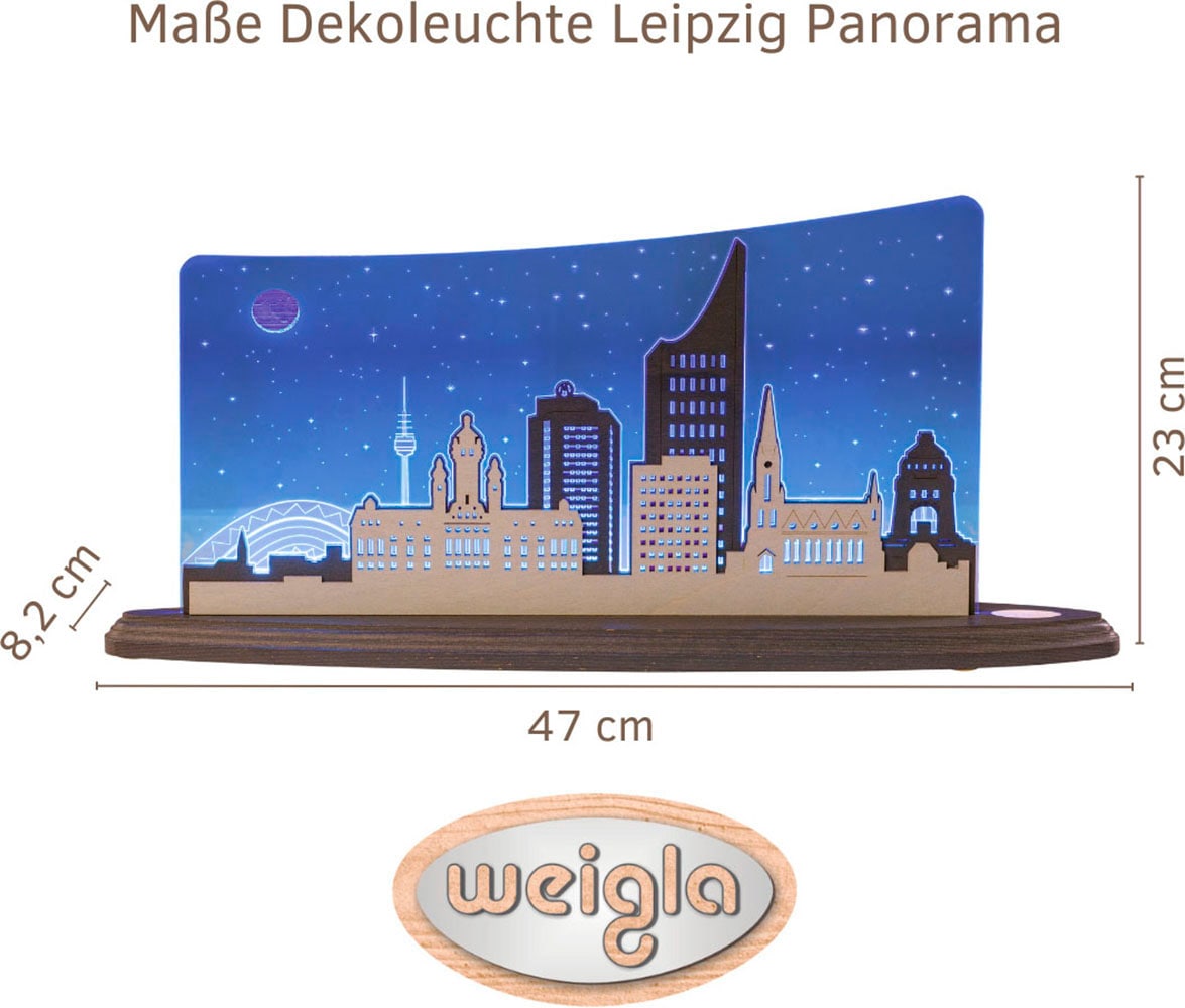 Weigla LED Dekolicht »Leipzig Panorama, Holz & Acrylglas, BLAU-GRAU-WEIẞ, Made in Germany«, Leuchtmittel LED-Modul | LED wechselbar, Erzgebirge garantiert, Dekolampe für Innen, Dekoleuchte