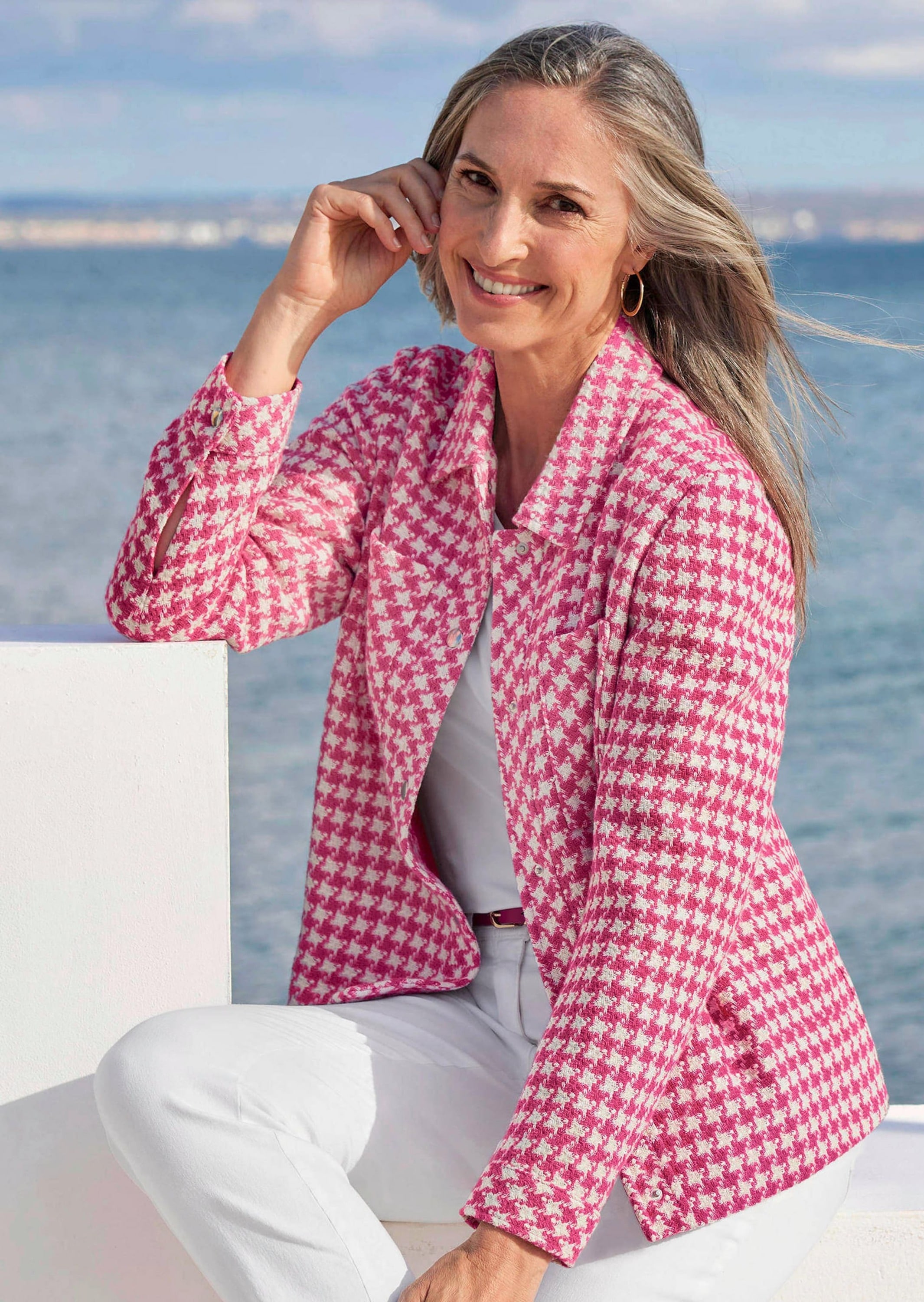 GOLDNER Jackenblazer »Blazer mit Hahnentrittmuster« aufgesetzte Brusttaschen