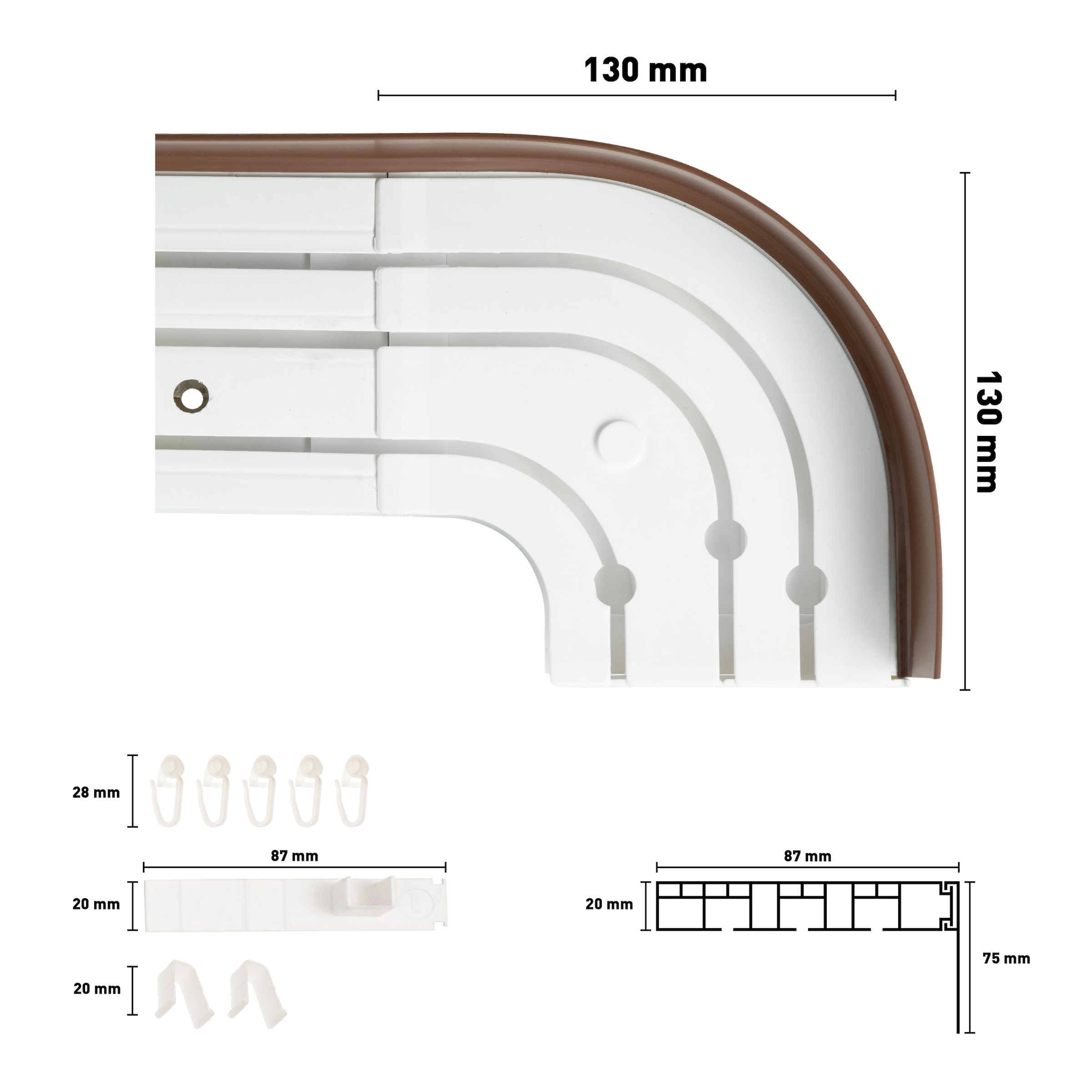SN DECO GROUP Gardinenschiene »SH3 mit Blende 7,5 cm«, 3 läufig-läufig, Fixmaß, mit Blende 7,5 cm